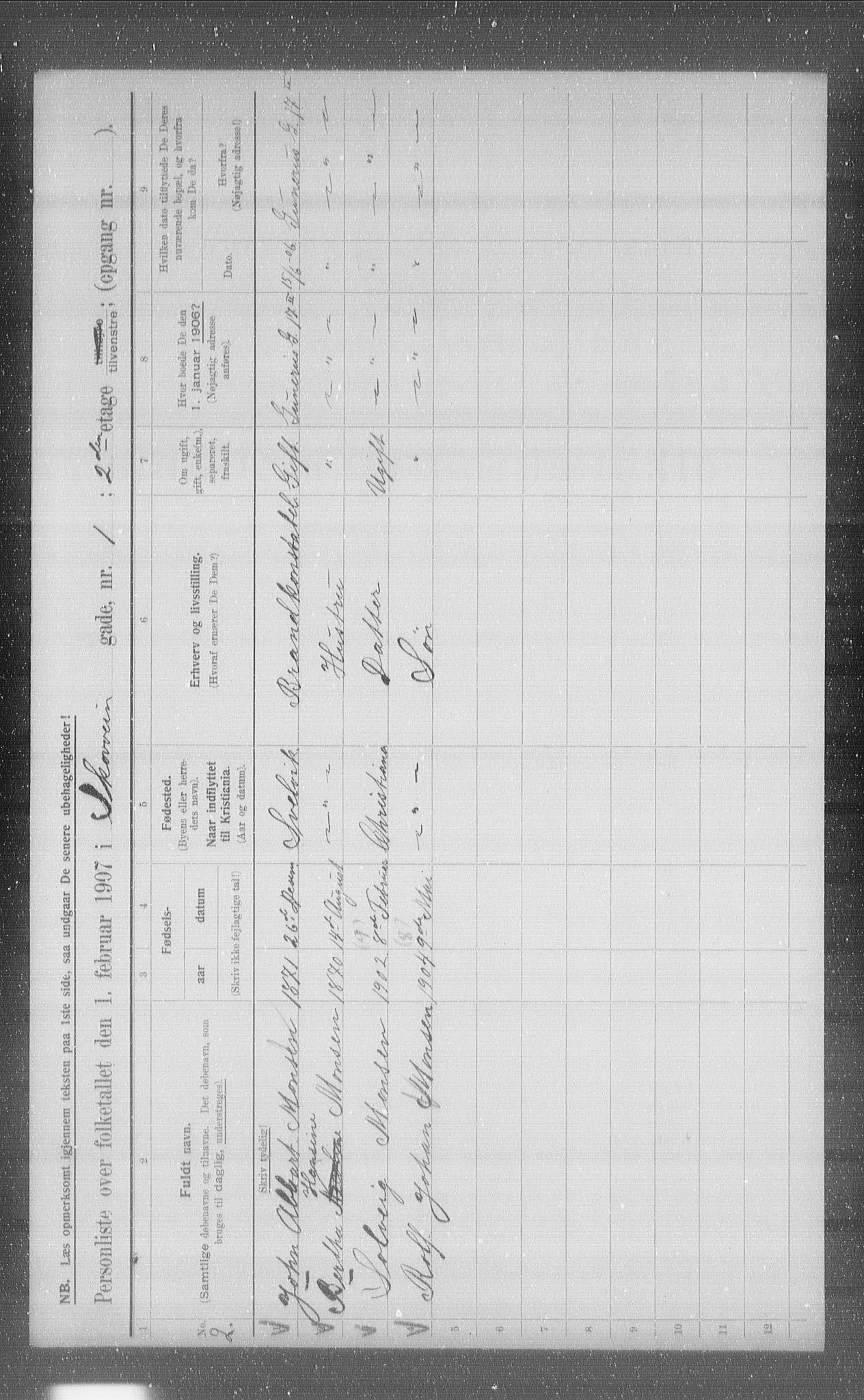 OBA, Municipal Census 1907 for Kristiania, 1907, p. 49210