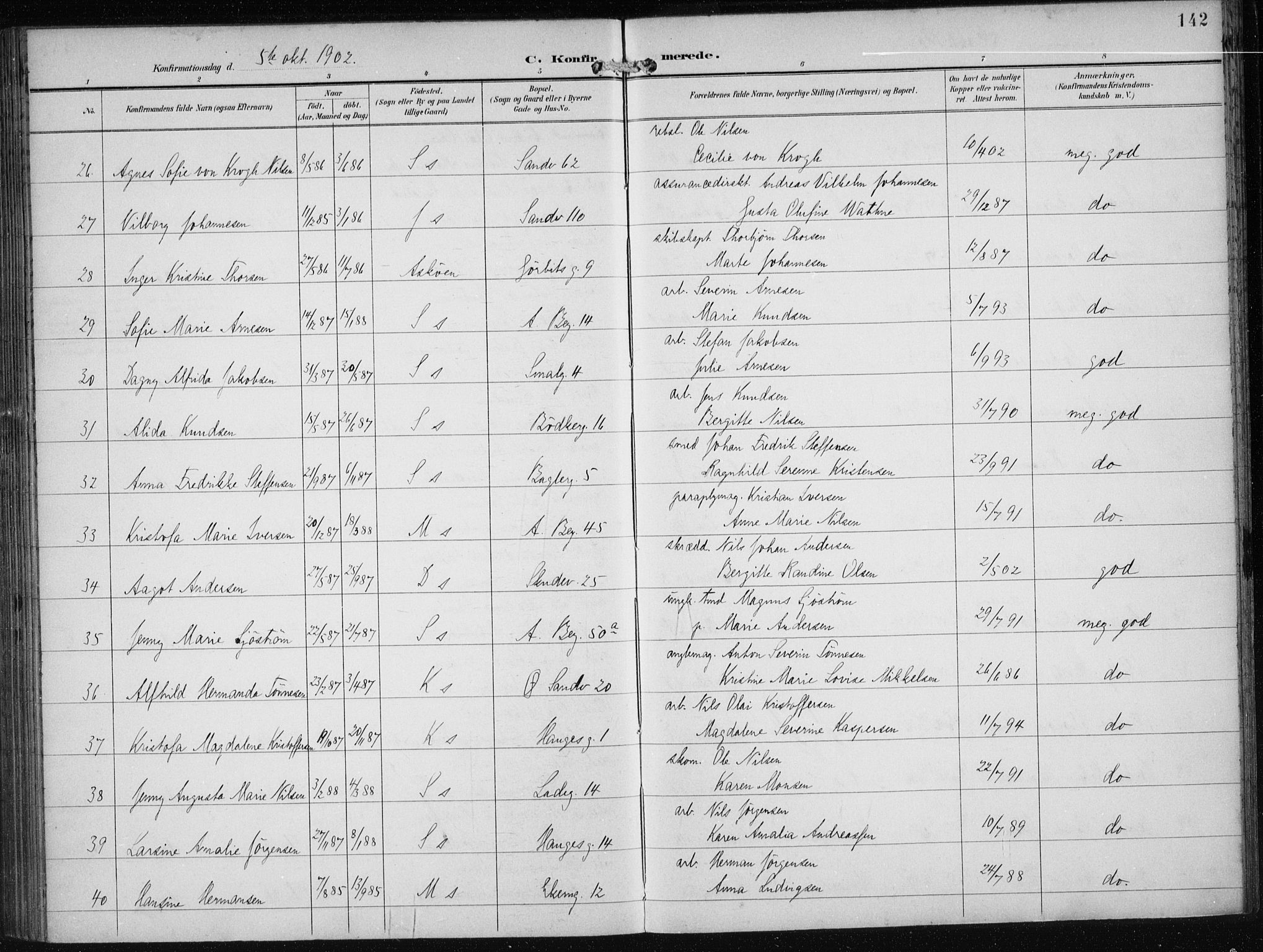 Sandviken Sokneprestembete, AV/SAB-A-77601/H/Ha/L0010: Parish register (official) no. C 1, 1895-1905, p. 142