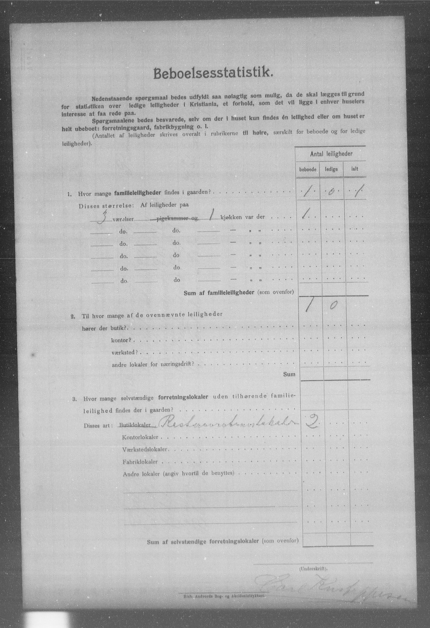 OBA, Municipal Census 1904 for Kristiania, 1904, p. 1653