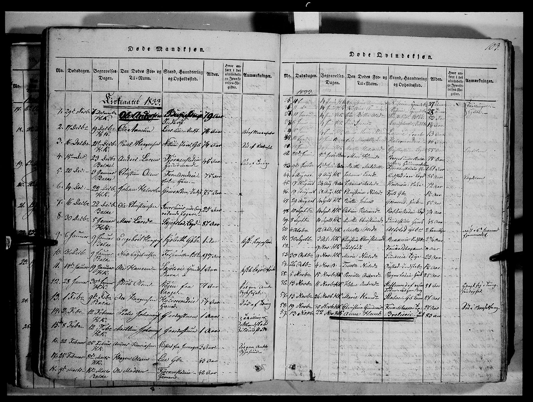 Østre Toten prestekontor, SAH/PREST-104/H/Ha/Haa/L0001: Parish register (official) no. 1, 1828-1839, p. 103
