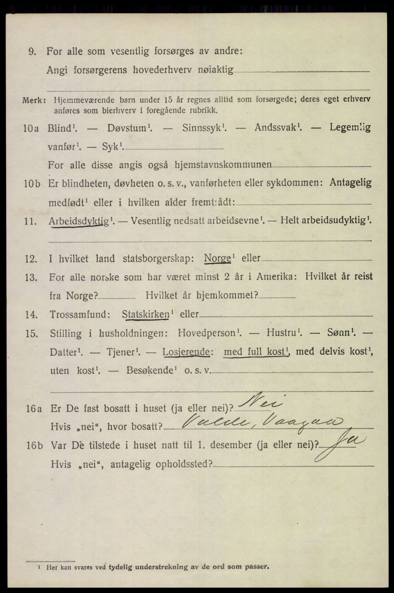 SAH, 1920 census for Vågå, 1920, p. 2343