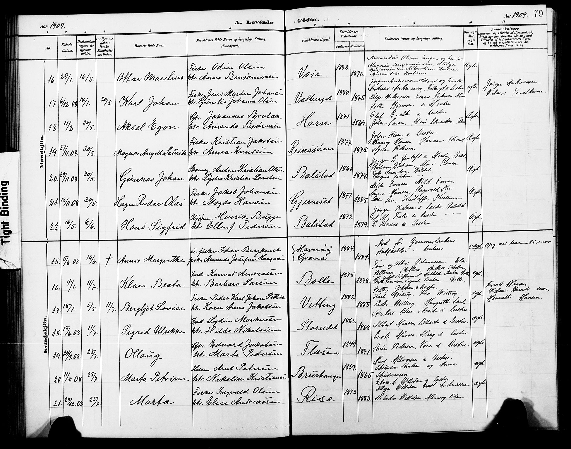 Ministerialprotokoller, klokkerbøker og fødselsregistre - Nordland, AV/SAT-A-1459/881/L1168: Parish register (copy) no. 881C05, 1900-1911, p. 79