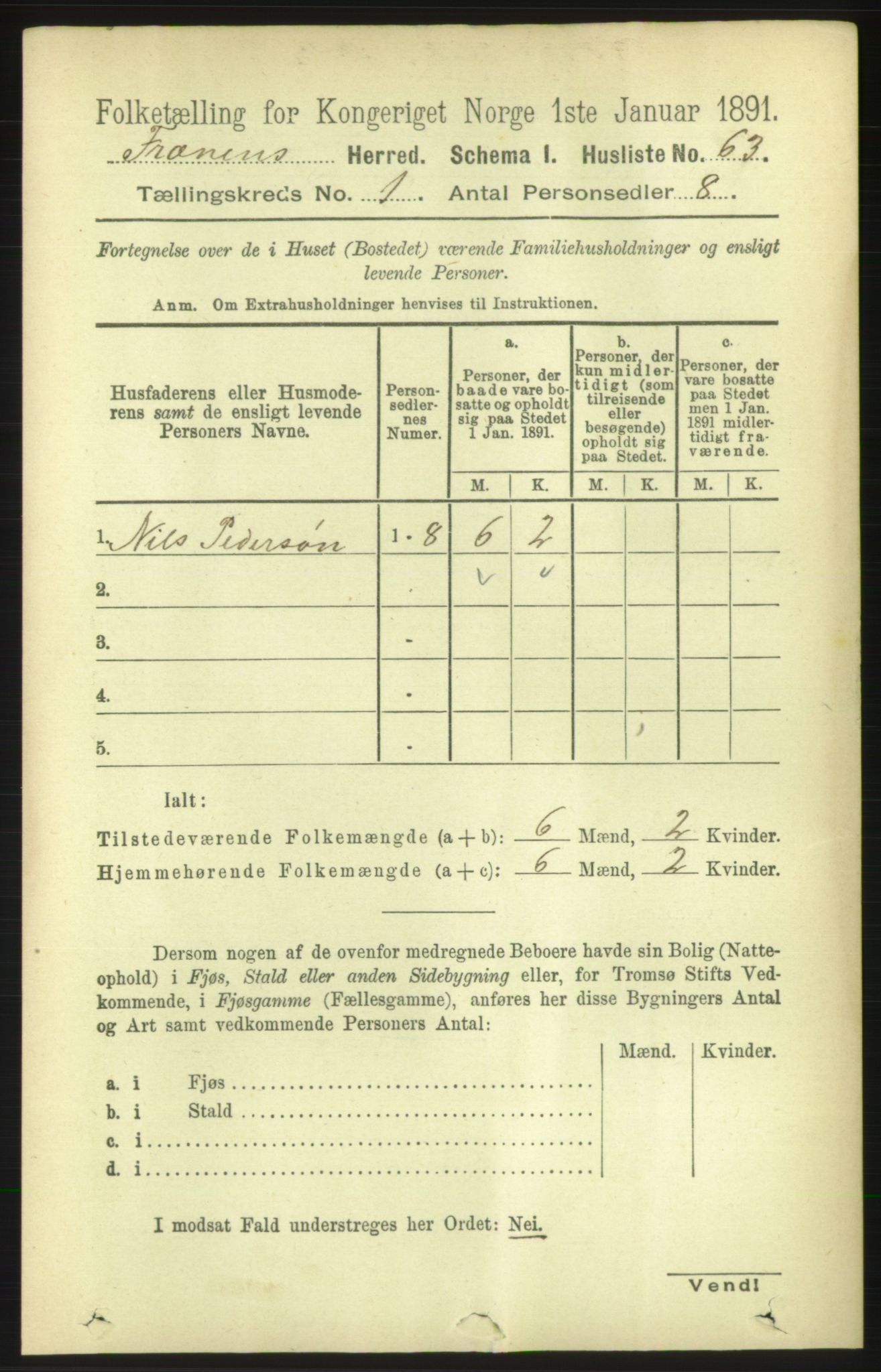 RA, 1891 census for 1548 Fræna, 1891, p. 86