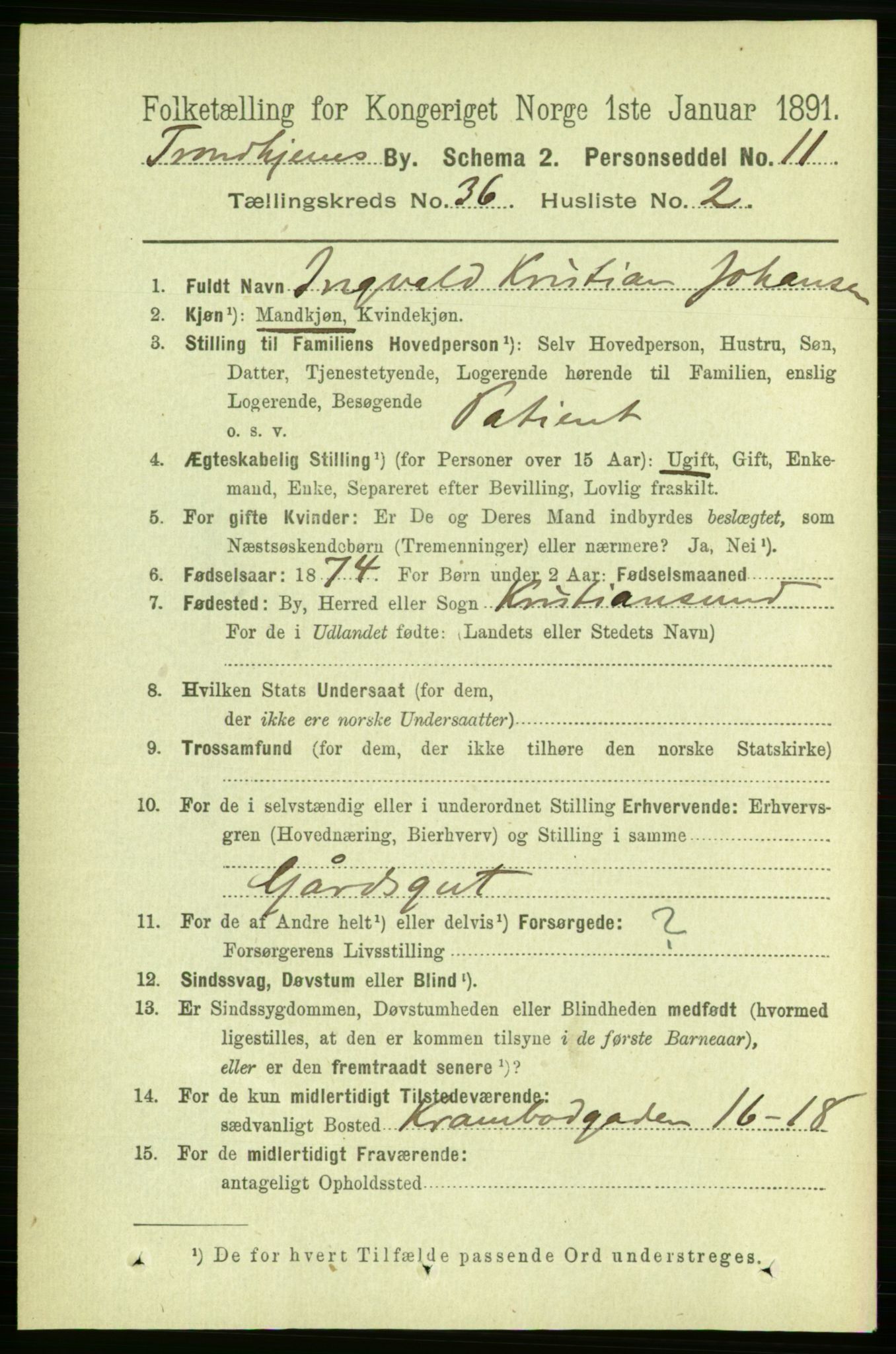 RA, 1891 census for 1601 Trondheim, 1891, p. 26946