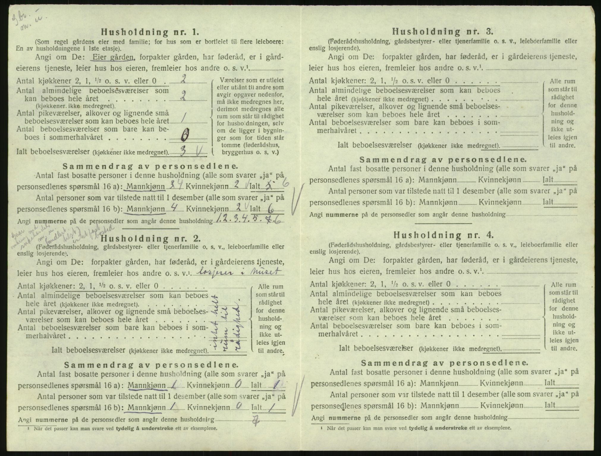 SAK, 1920 census for Hornnes, 1920, p. 260