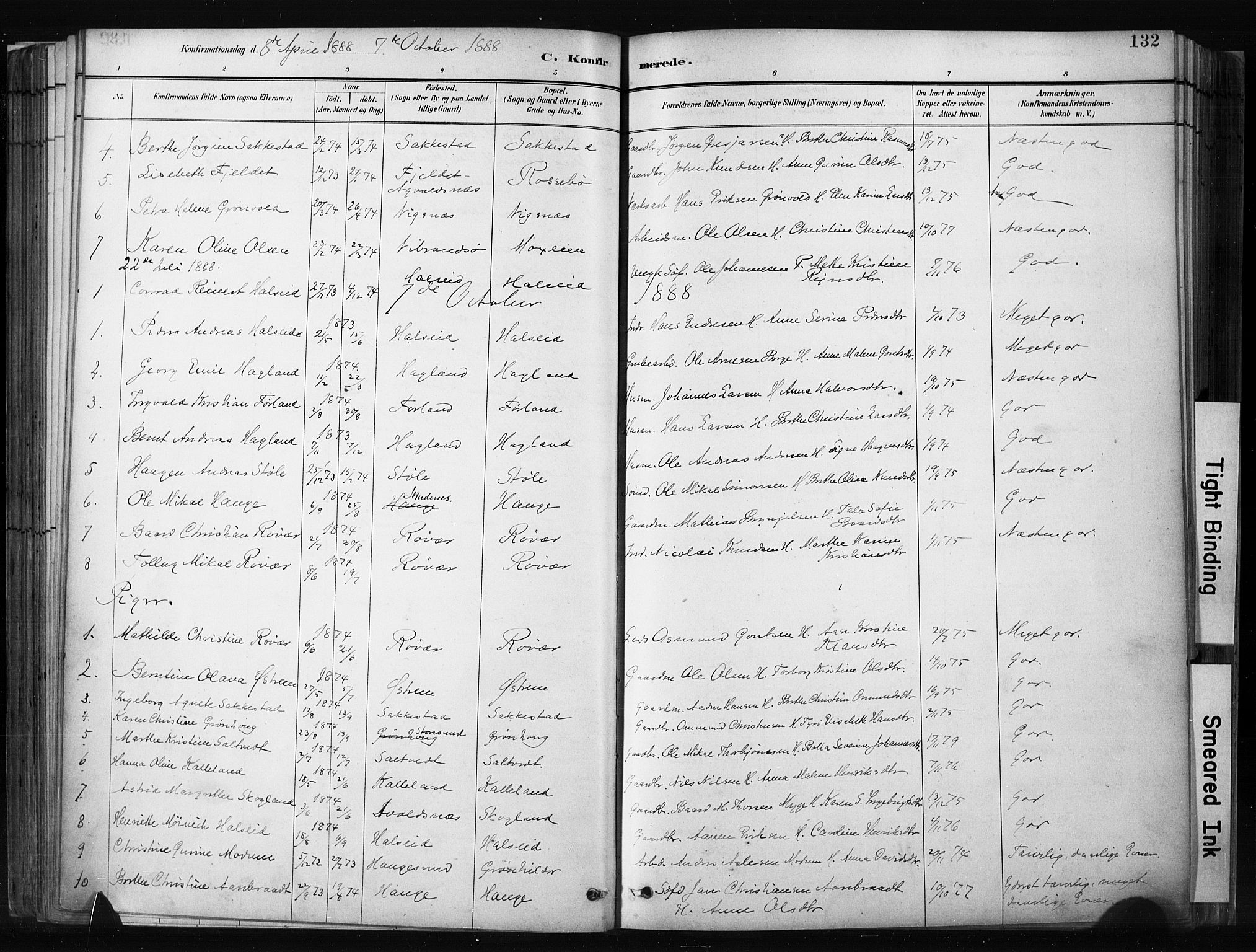 Haugesund sokneprestkontor, SAST/A -101863/H/Ha/Haa/L0004: Parish register (official) no. A 4, 1886-1908, p. 132