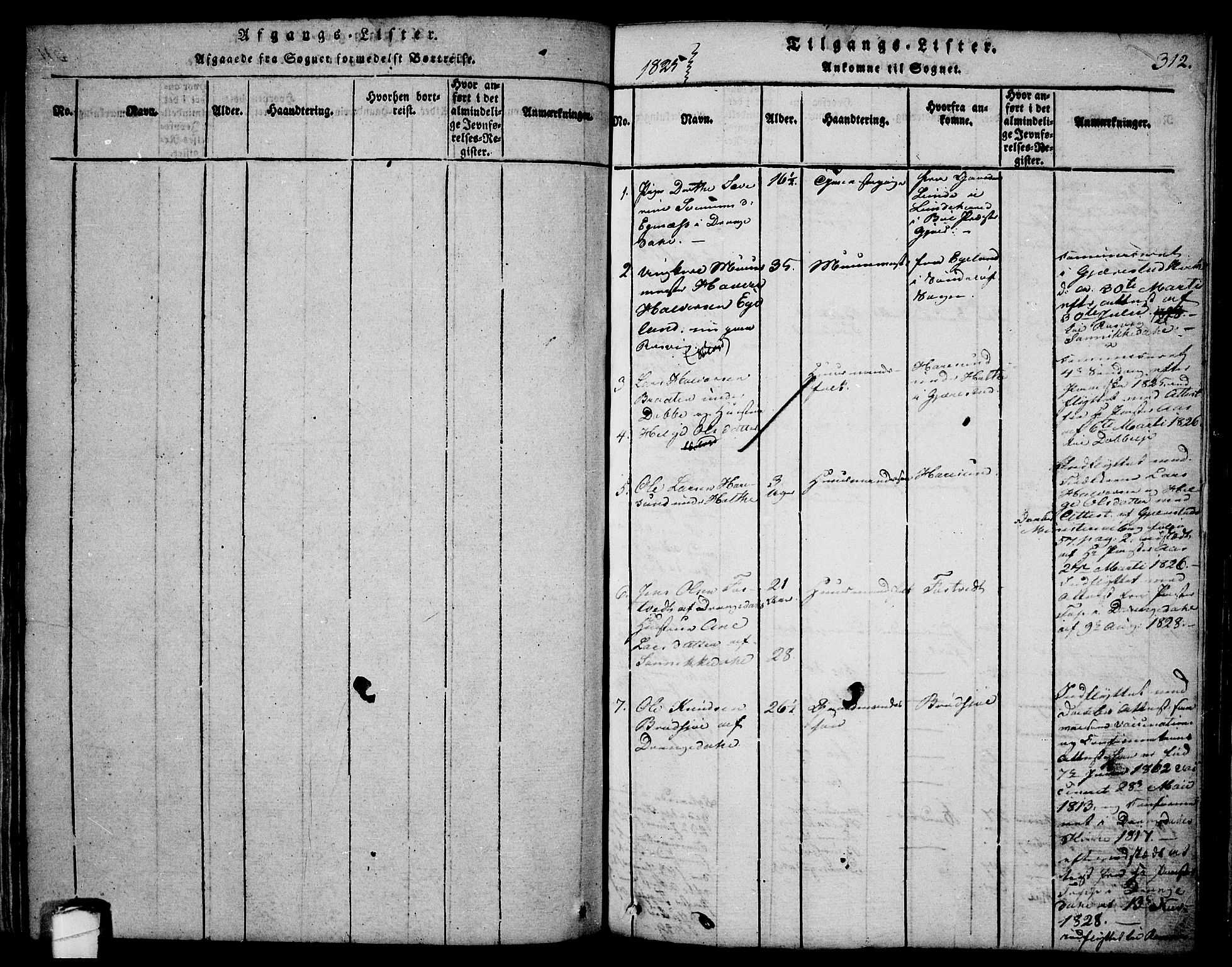 Sannidal kirkebøker, SAKO/A-296/F/Fa/L0004: Parish register (official) no. 4, 1814-1829, p. 312
