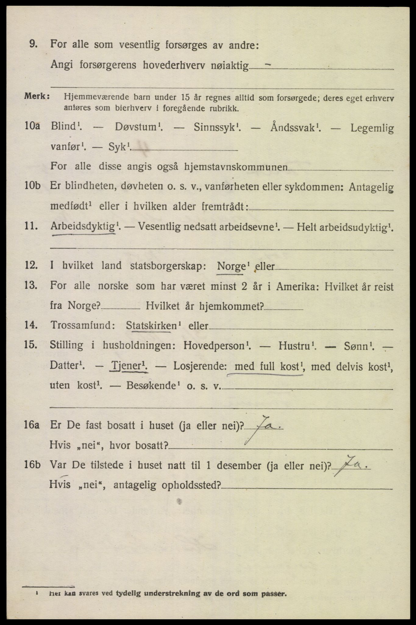SAK, 1920 census for Tveit, 1920, p. 2437