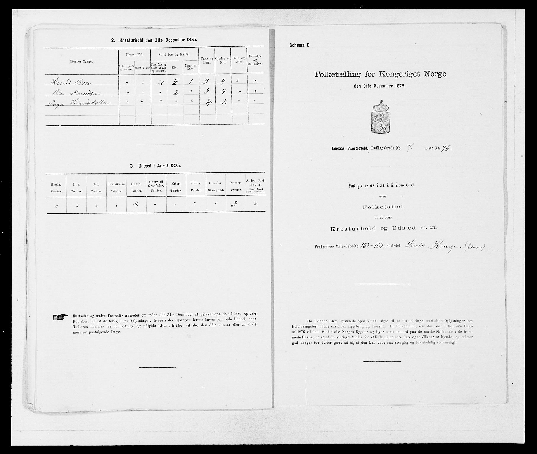 SAB, 1875 census for 1263P Lindås, 1875, p. 629