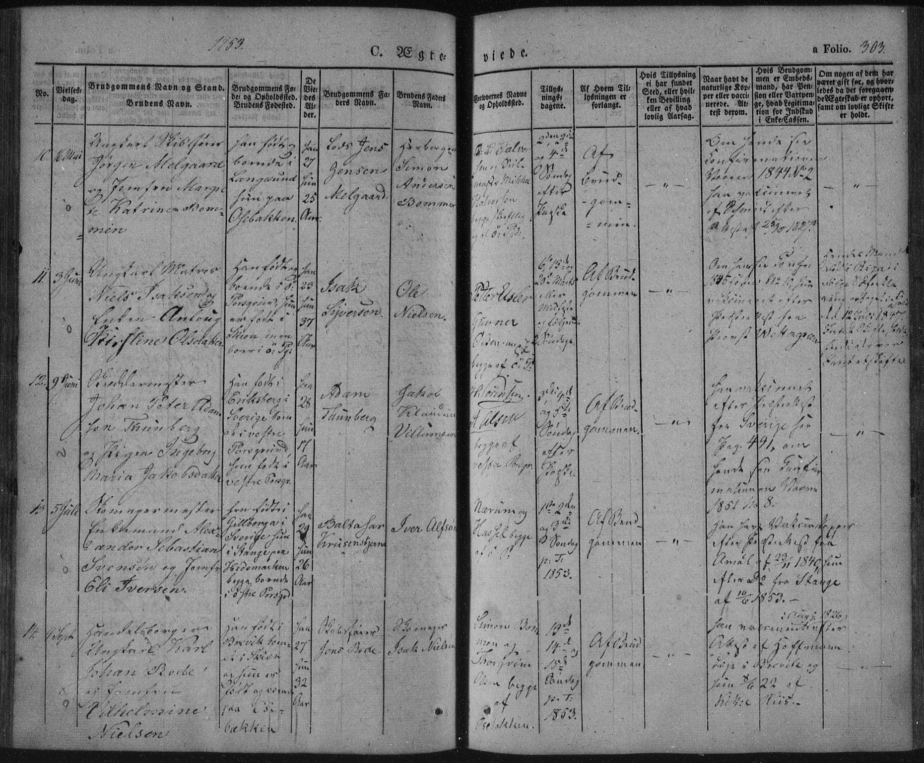 Porsgrunn kirkebøker , AV/SAKO-A-104/F/Fa/L0006: Parish register (official) no. 6, 1841-1857, p. 303