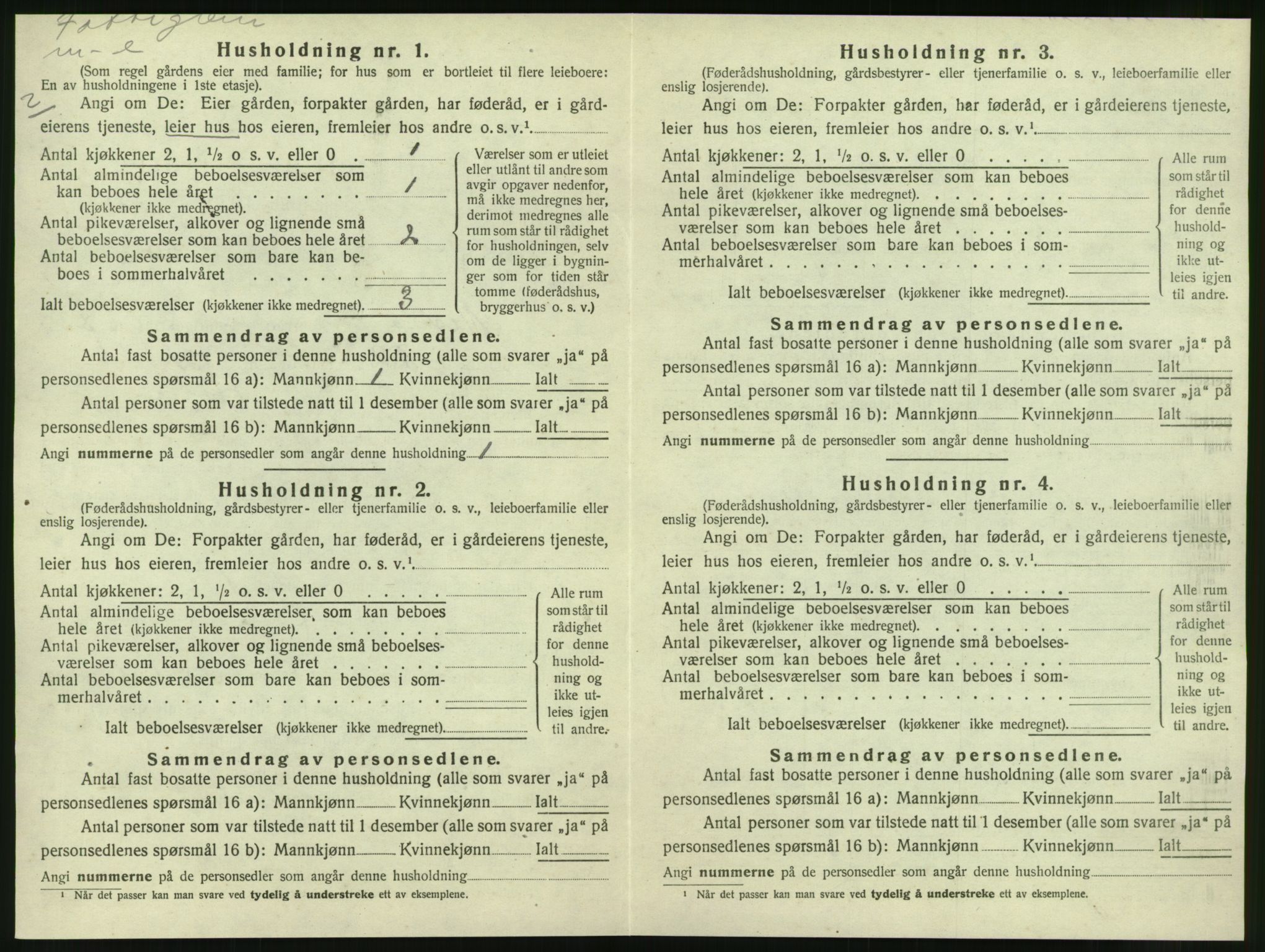 SAT, 1920 census for Nesna, 1920, p. 370