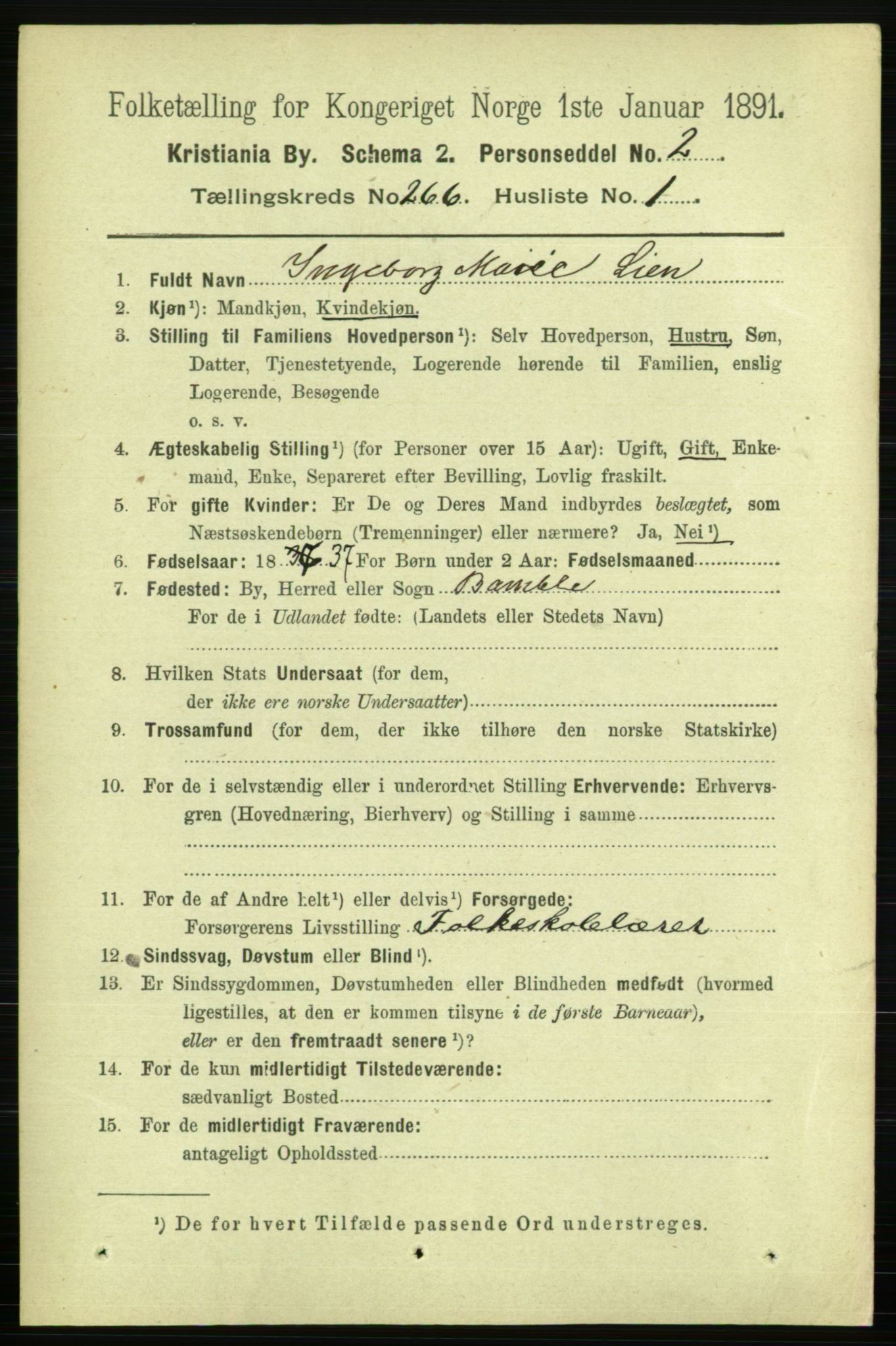 RA, 1891 census for 0301 Kristiania, 1891, p. 161160