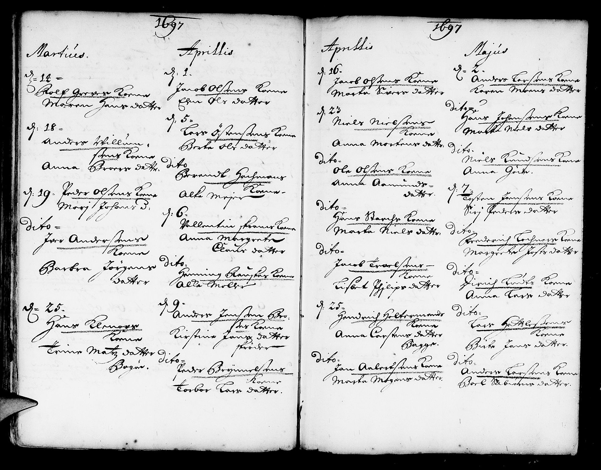 Korskirken sokneprestembete, AV/SAB-A-76101/H/Haa/L0002: Parish register (official) no. A 2, 1688-1697