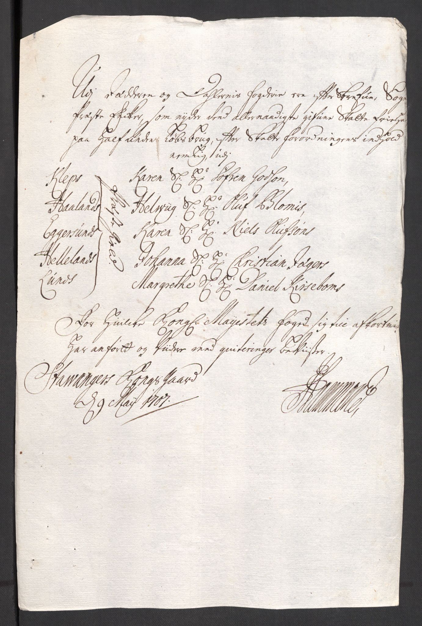 Rentekammeret inntil 1814, Reviderte regnskaper, Fogderegnskap, RA/EA-4092/R46/L2733: Fogderegnskap Jæren og Dalane, 1705-1708, p. 165