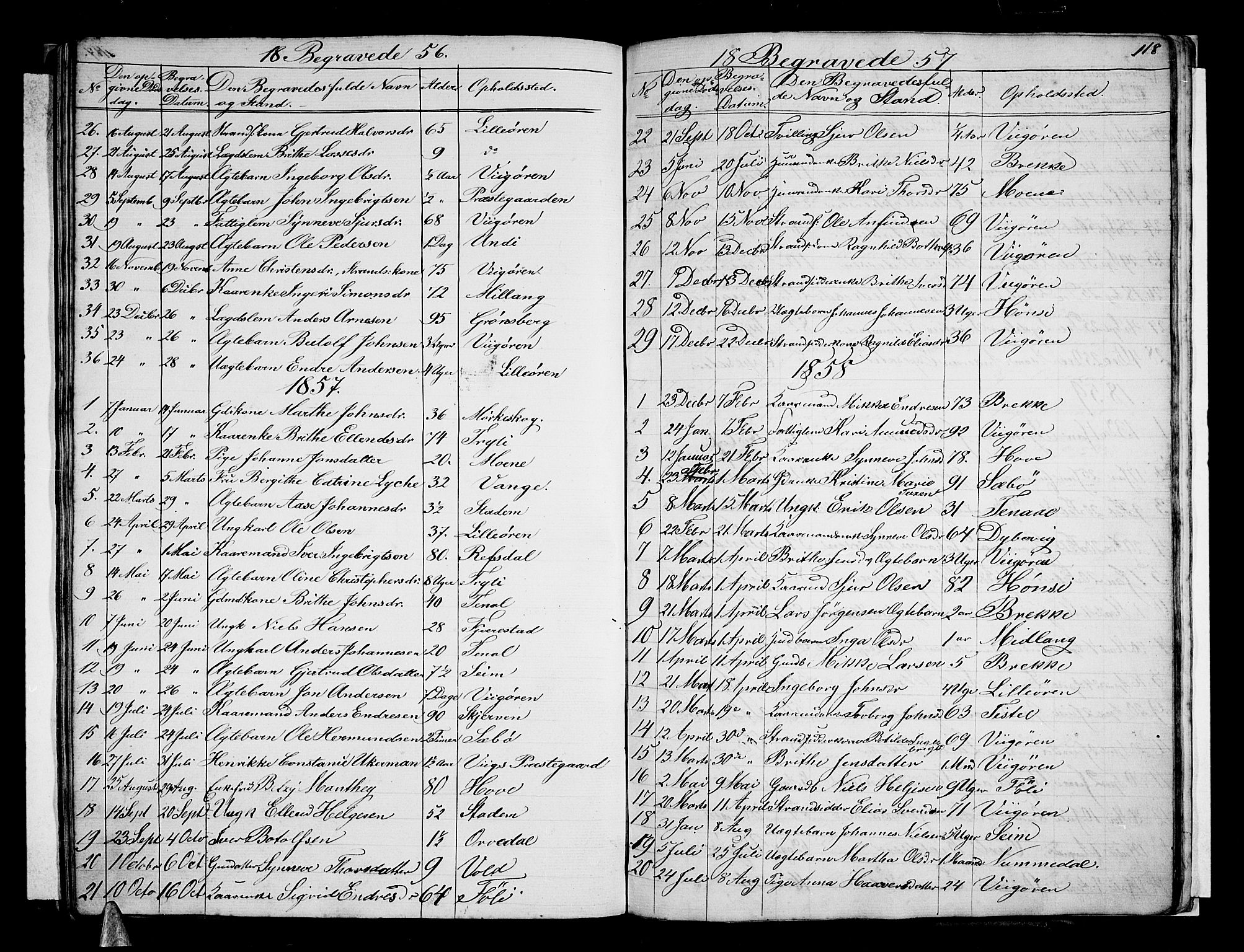 Vik sokneprestembete, SAB/A-81501: Parish register (copy) no. A 2, 1856-1877, p. 118