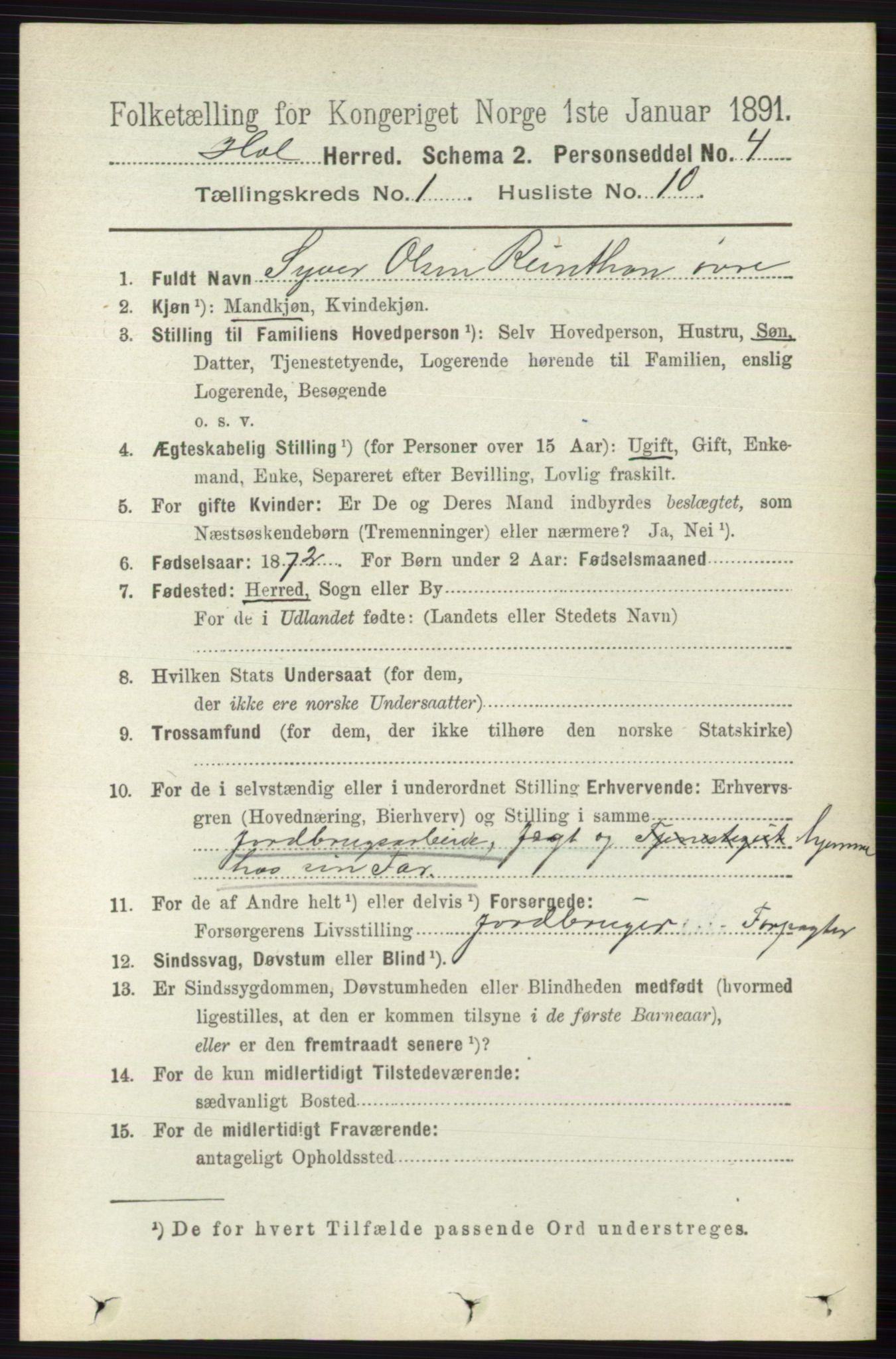 RA, 1891 census for 0620 Hol, 1891, p. 113