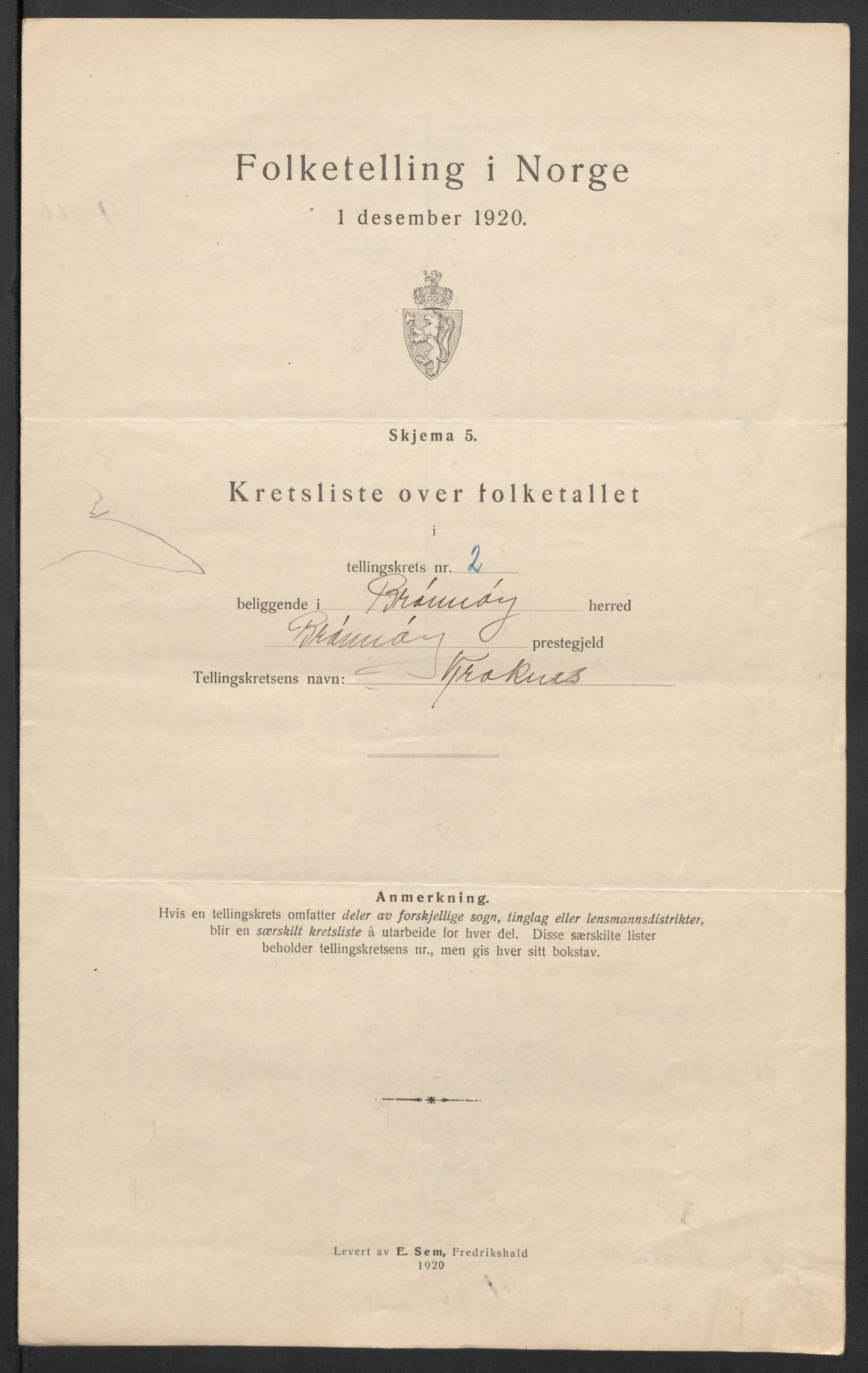 SAT, 1920 census for Brønnøy, 1920, p. 13