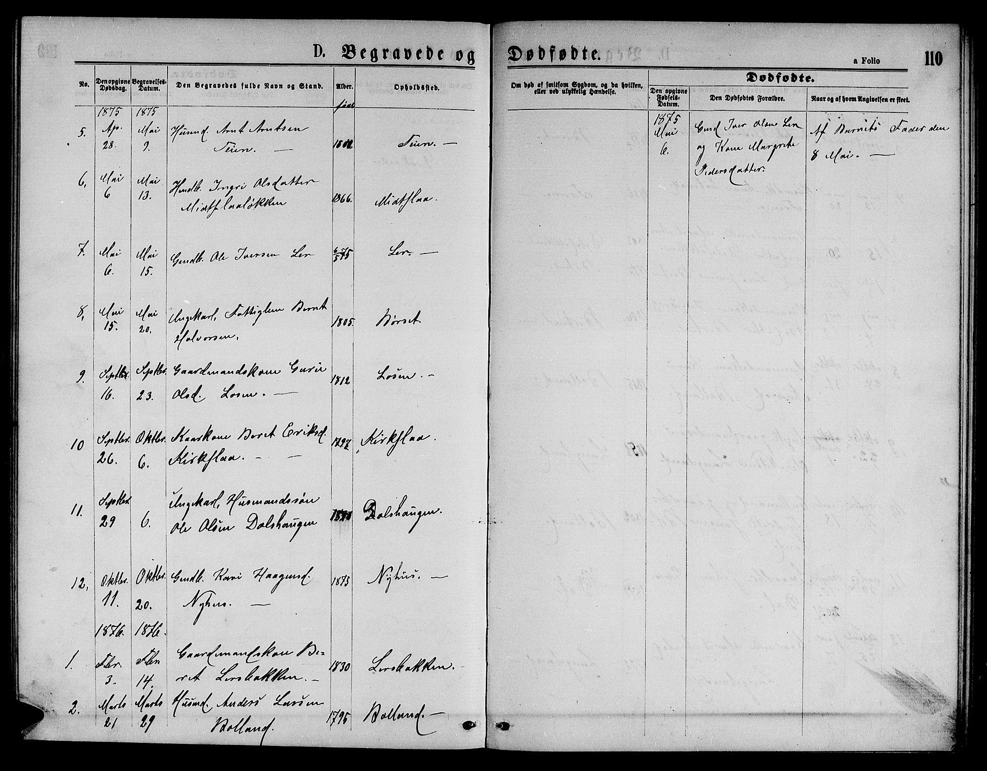 Ministerialprotokoller, klokkerbøker og fødselsregistre - Sør-Trøndelag, SAT/A-1456/693/L1122: Parish register (copy) no. 693C03, 1870-1886, p. 110