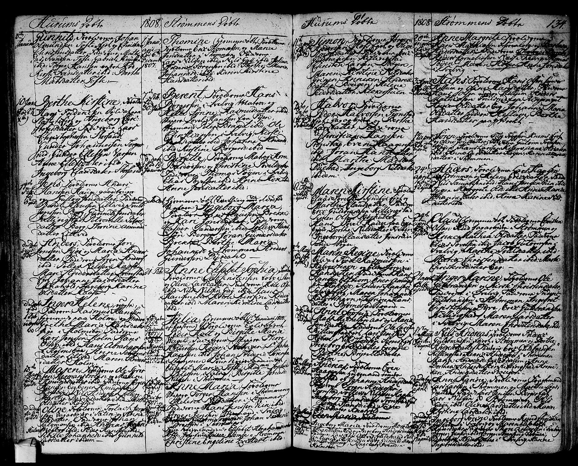 Hurum kirkebøker, AV/SAKO-A-229/F/Fa/L0007: Parish register (official) no. 7, 1771-1810, p. 134