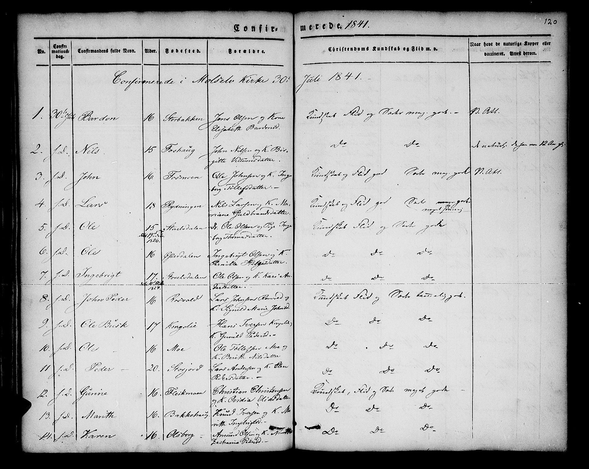 Lenvik sokneprestembete, AV/SATØ-S-1310/H/Ha/Haa/L0004kirke: Parish register (official) no. 4, 1832-1844, p. 120