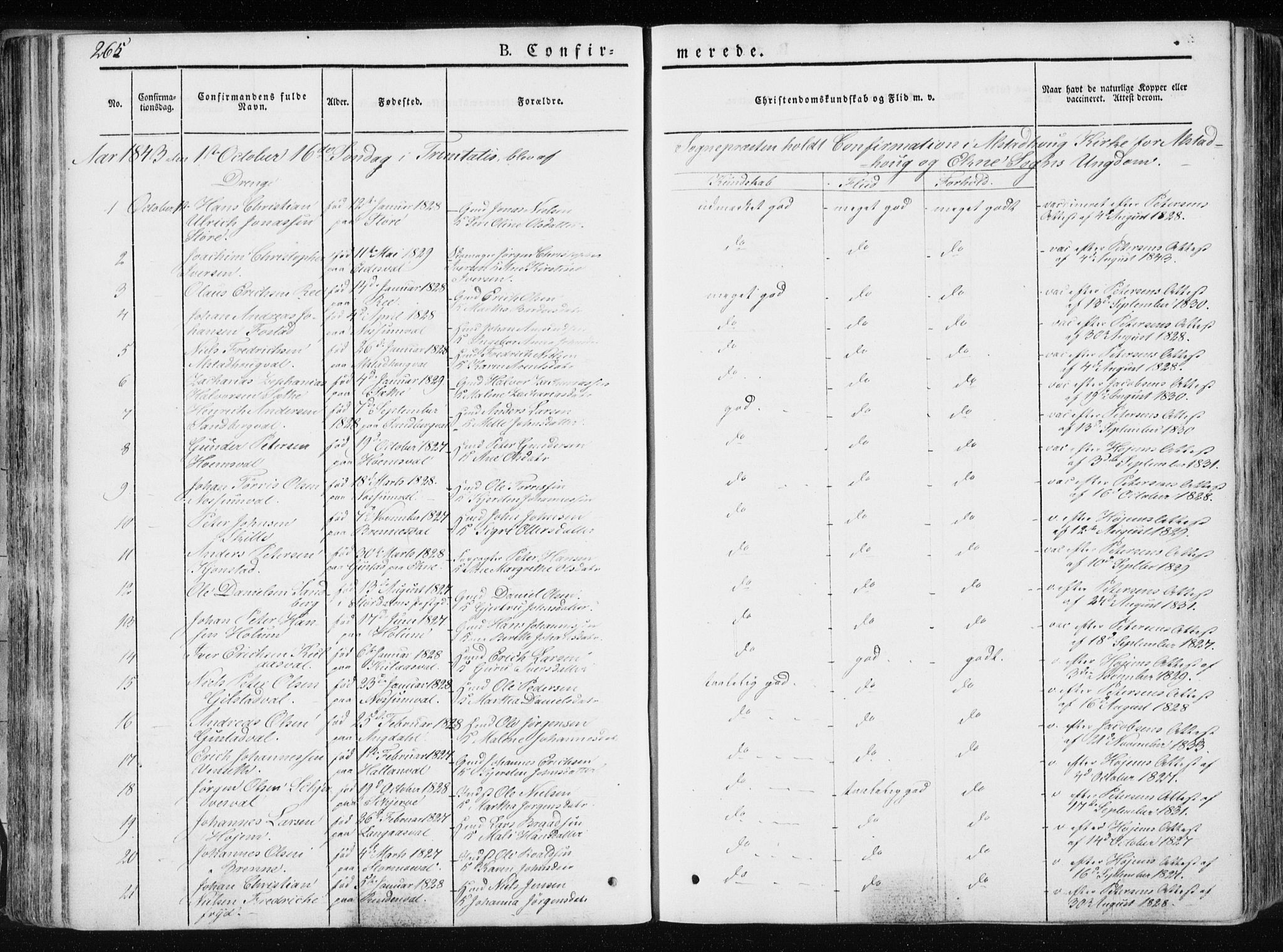 Ministerialprotokoller, klokkerbøker og fødselsregistre - Nord-Trøndelag, AV/SAT-A-1458/717/L0154: Parish register (official) no. 717A06 /1, 1836-1849, p. 265