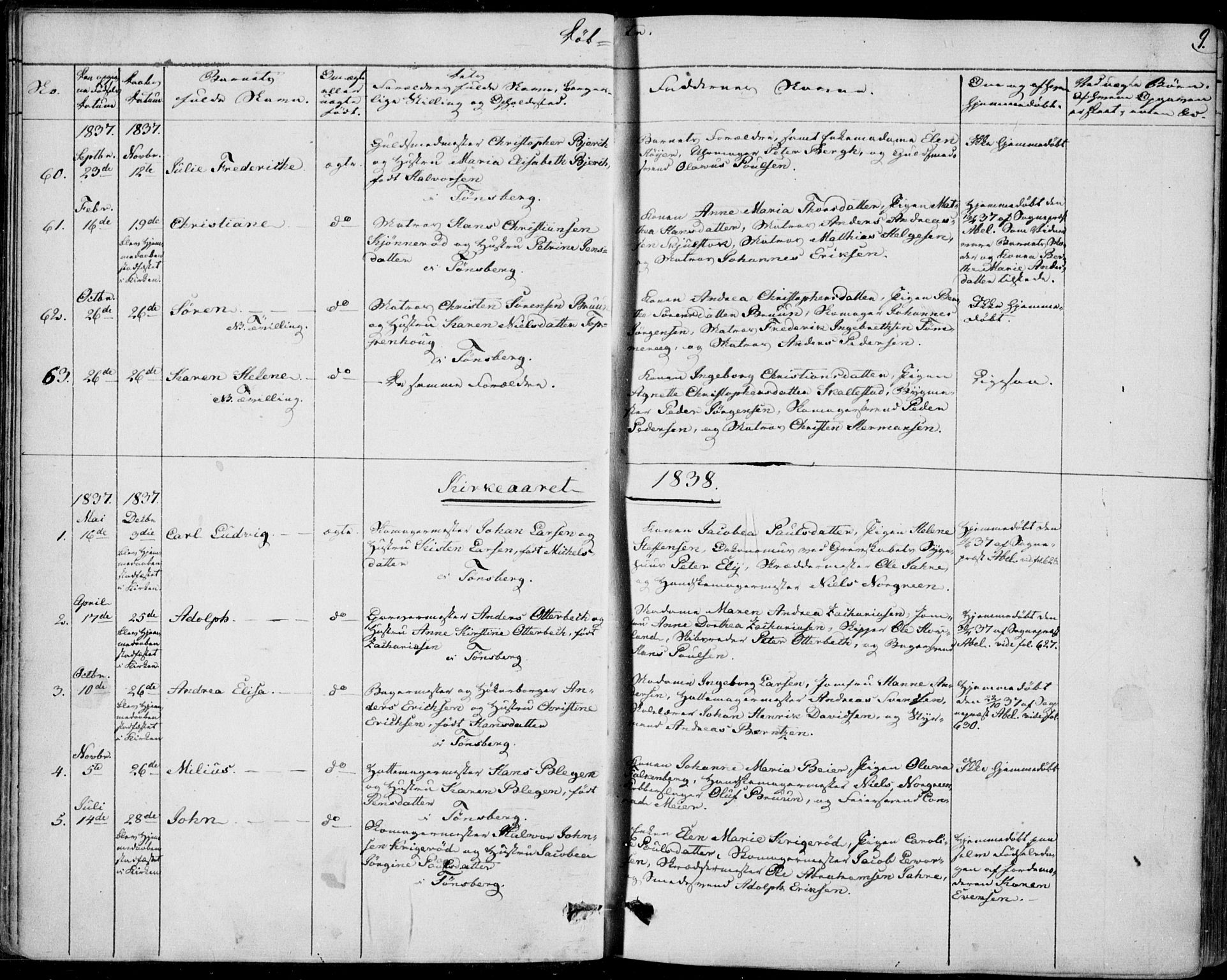 Tønsberg kirkebøker, AV/SAKO-A-330/F/Fa/L0006: Parish register (official) no. I 6, 1836-1844, p. 9