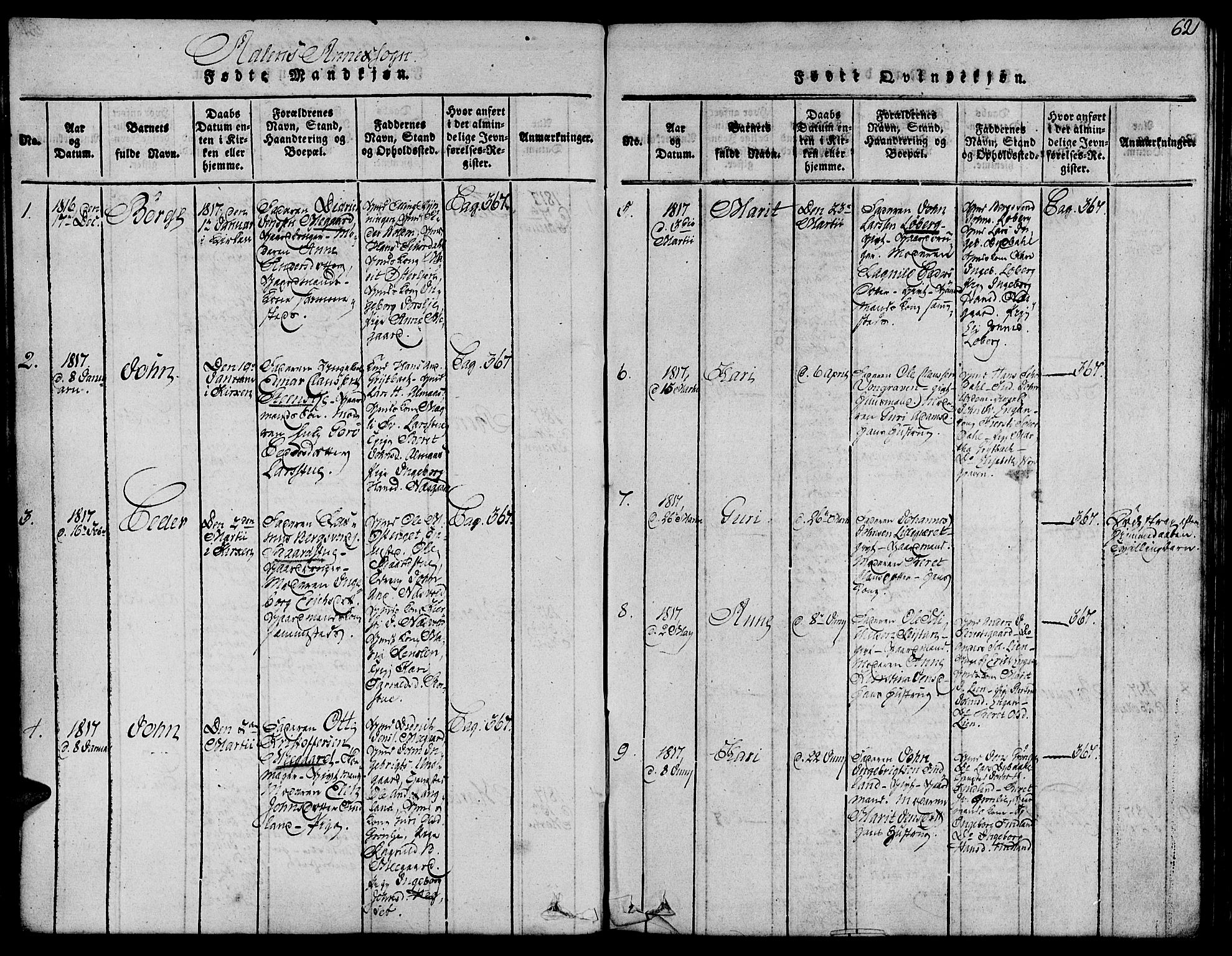 Ministerialprotokoller, klokkerbøker og fødselsregistre - Sør-Trøndelag, AV/SAT-A-1456/685/L0956: Parish register (official) no. 685A03 /3, 1817-1829, p. 62