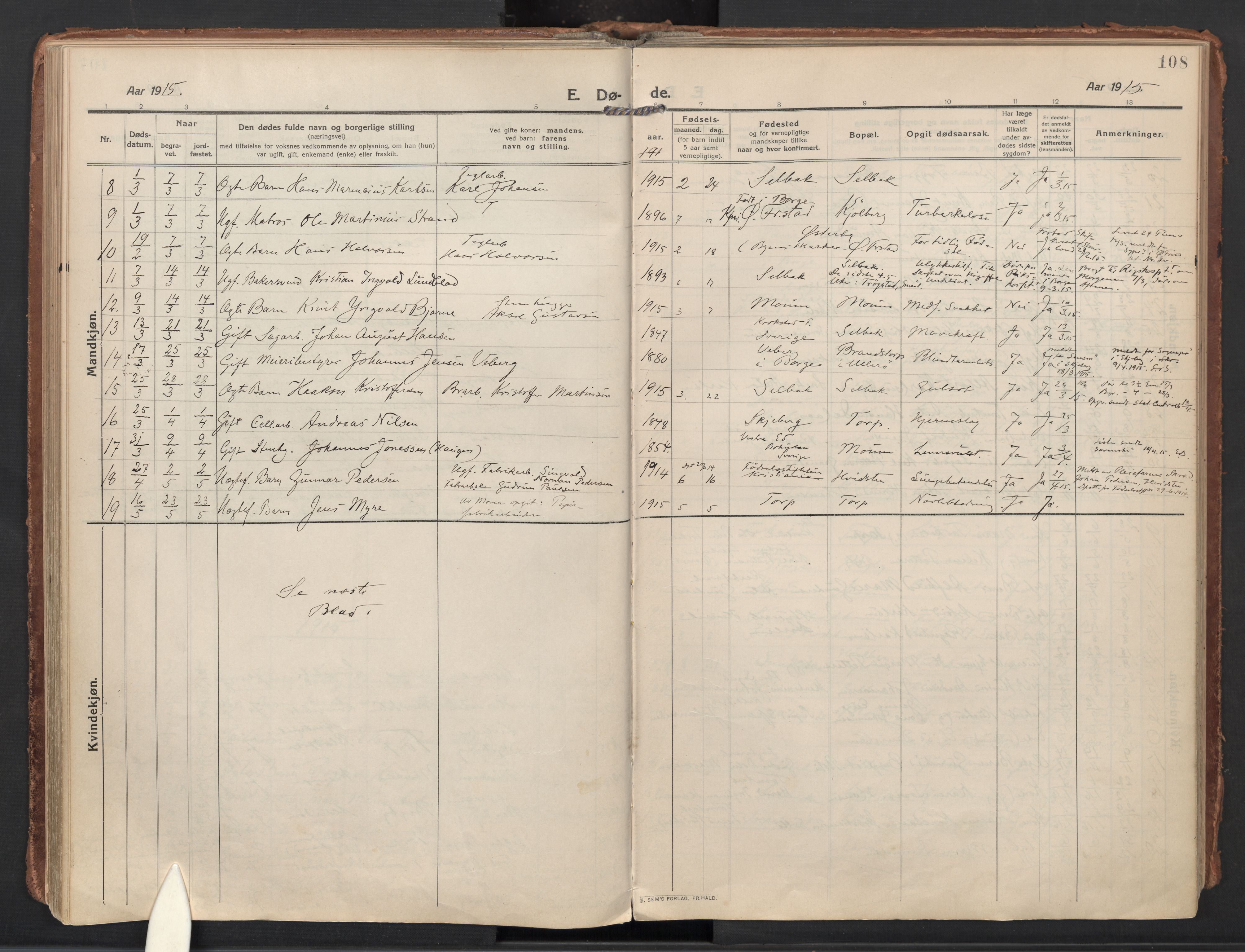 Borge prestekontor Kirkebøker, AV/SAO-A-10903/F/Fa/L0012: Parish register (official) no. I 12, 1912-1955, p. 108