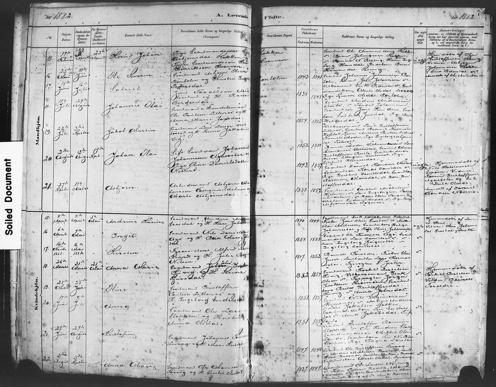 Fitjar sokneprestembete, AV/SAB-A-99926: Parish register (official) no. A 2, 1882-1899, p. 7