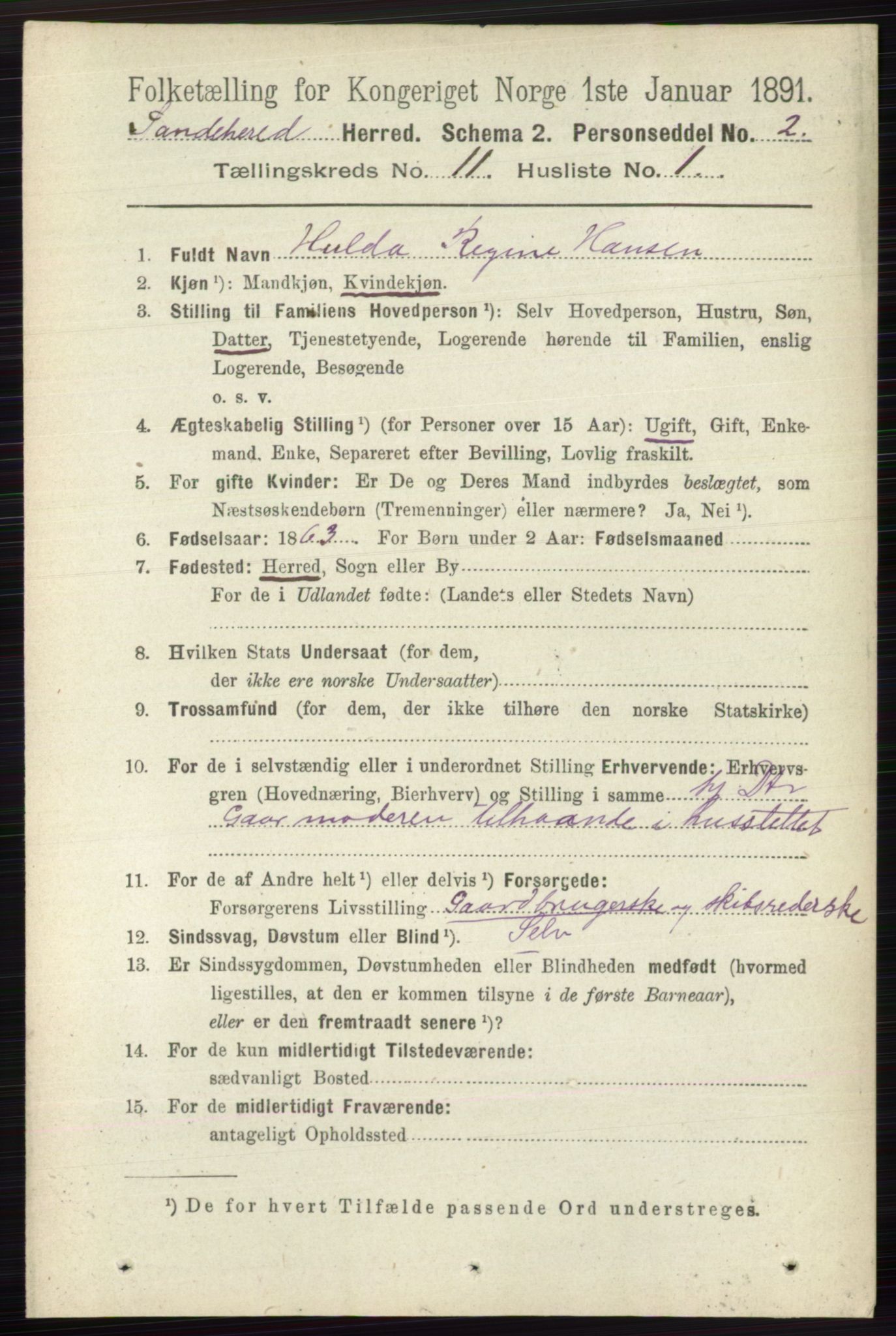 RA, 1891 census for 0724 Sandeherred, 1891, p. 6718