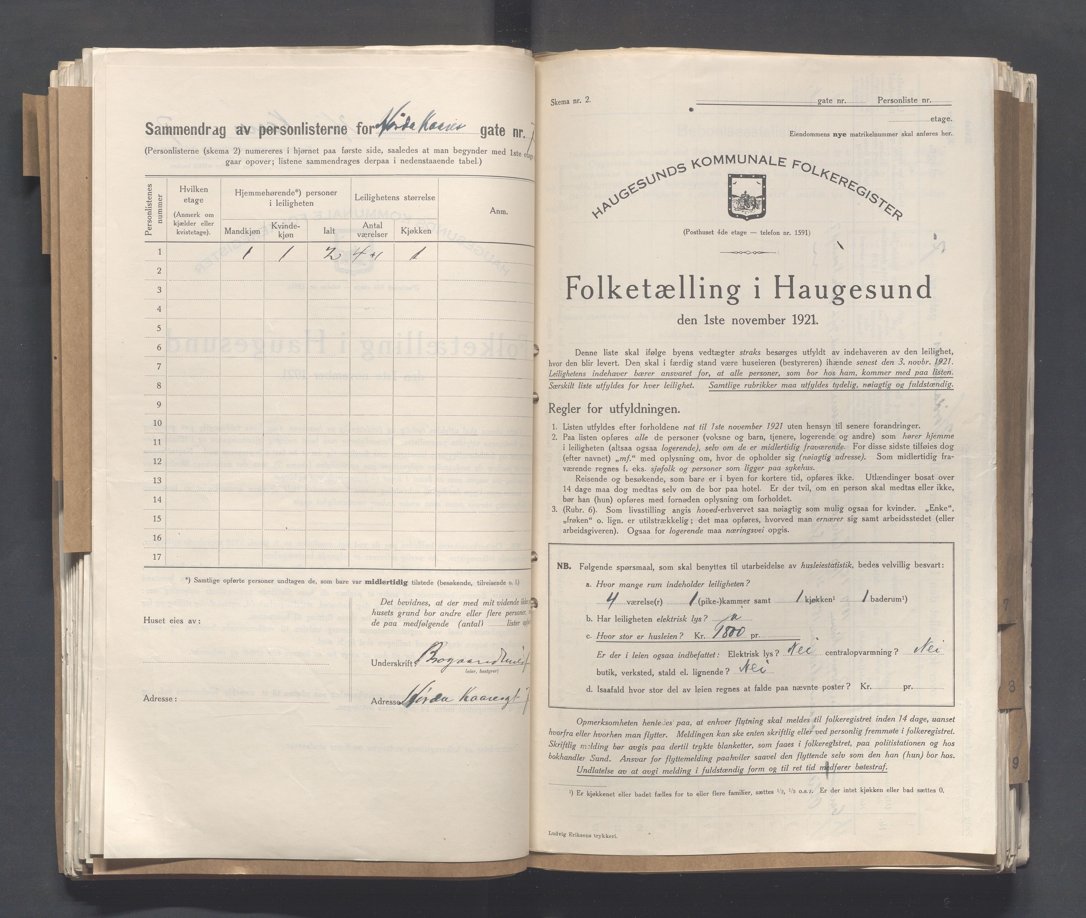 IKAR, Local census 1.11.1921 for Haugesund, 1921, p. 2358