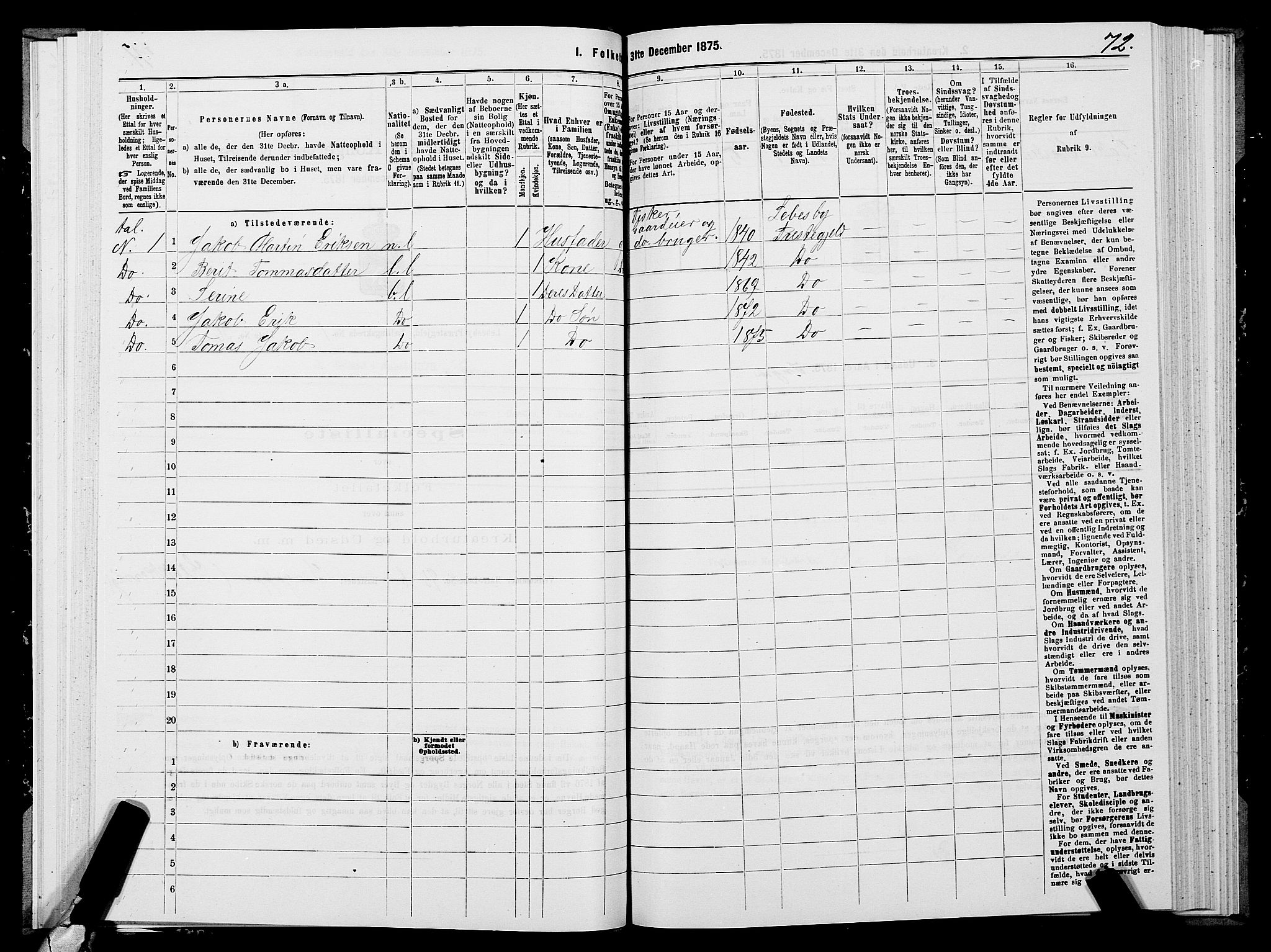 SATØ, 1875 census for 2022P Lebesby, 1875, p. 1072