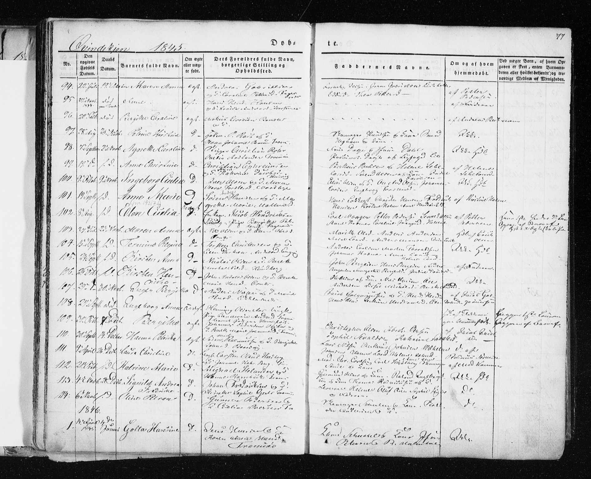 Tromsø sokneprestkontor/stiftsprosti/domprosti, SATØ/S-1343/G/Ga/L0009kirke: Parish register (official) no. 9, 1837-1847, p. 77