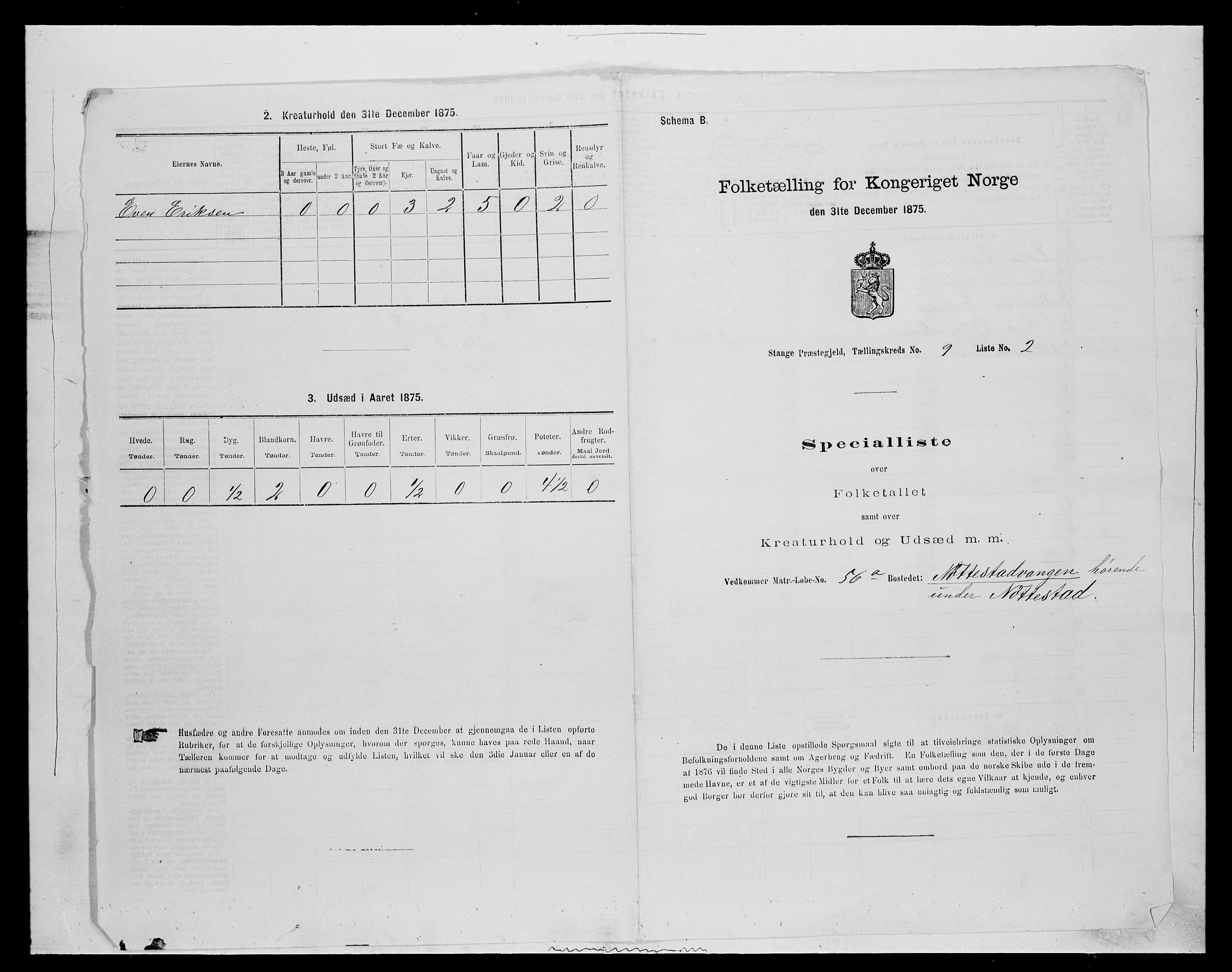 SAH, 1875 census for 0417P Stange, 1875, p. 1448