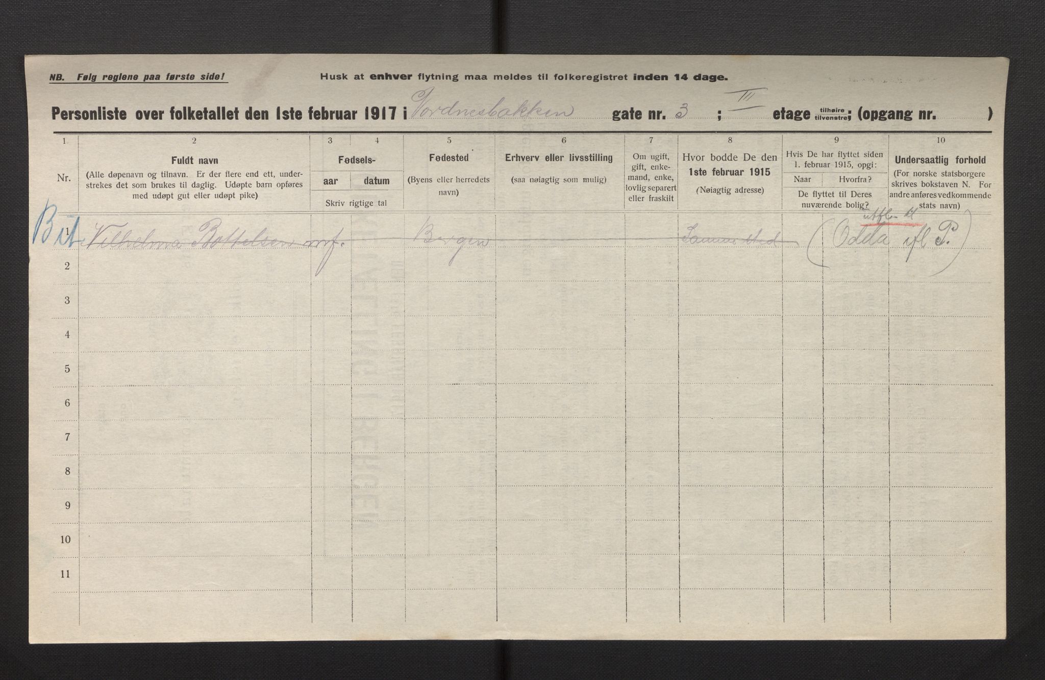 SAB, Municipal Census 1917 for Bergen, 1917, p. 26020