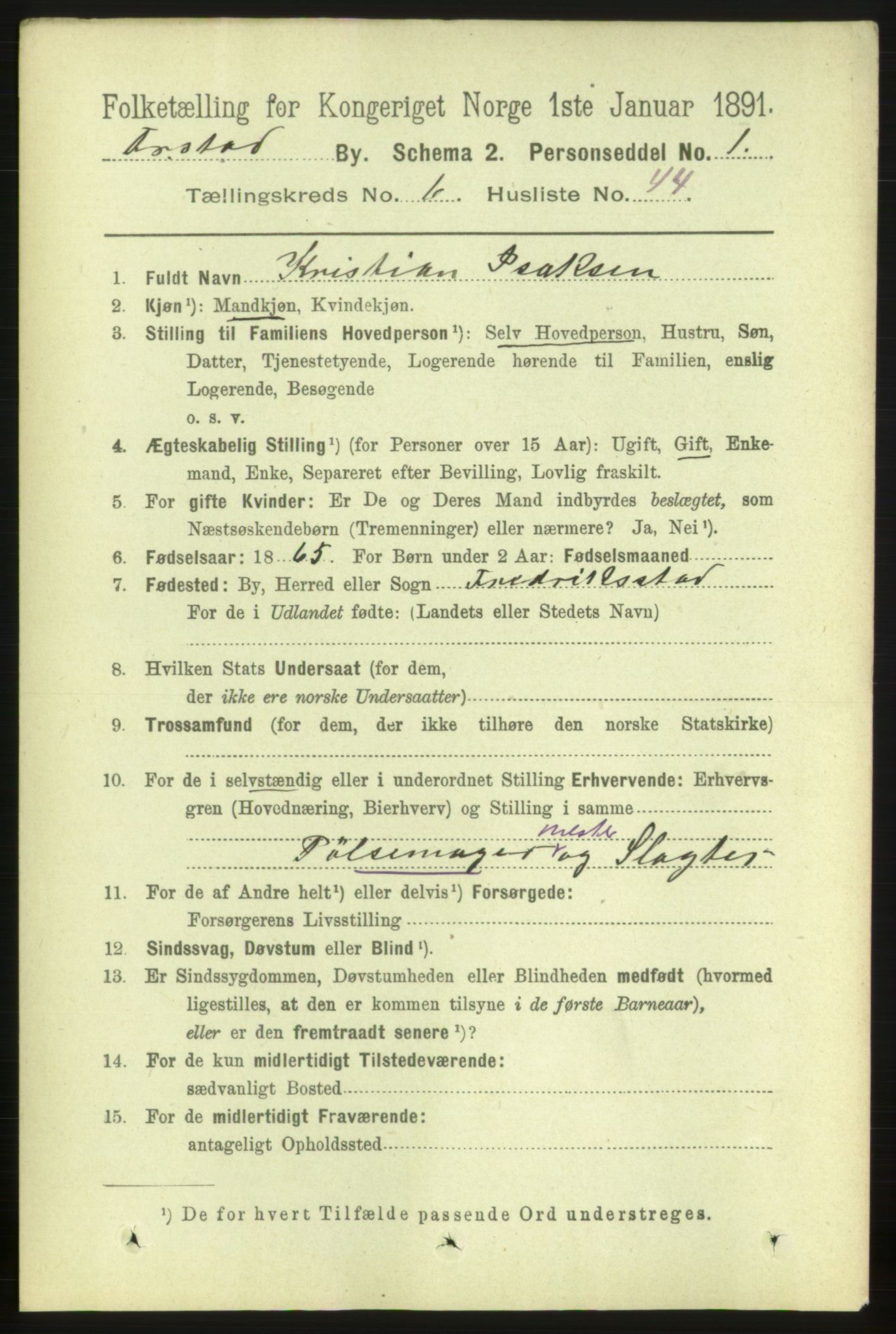 RA, 1891 census for 0103 Fredrikstad, 1891, p. 8043