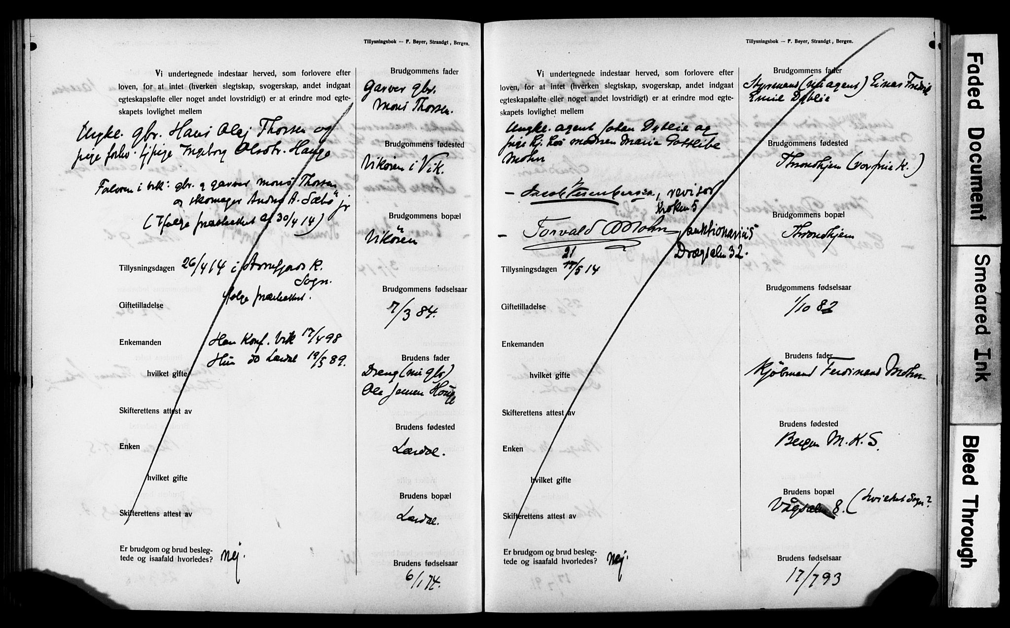 Mariakirken Sokneprestembete, AV/SAB-A-76901: Best man's statements no. II.5.3, 1909-1917, p. 117