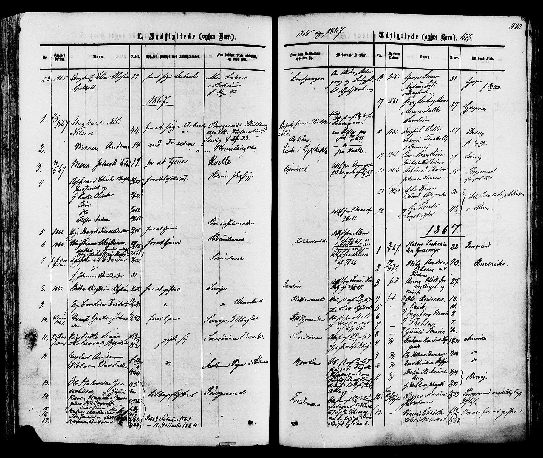 Eidanger kirkebøker, SAKO/A-261/F/Fa/L0010: Parish register (official) no. 10, 1859-1874, p. 332