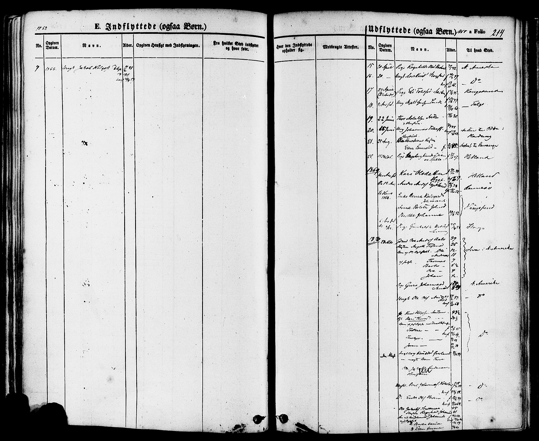 Sand sokneprestkontor, SAST/A-101848/01/III/L0004: Parish register (official) no. A 4, 1859-1880, p. 214