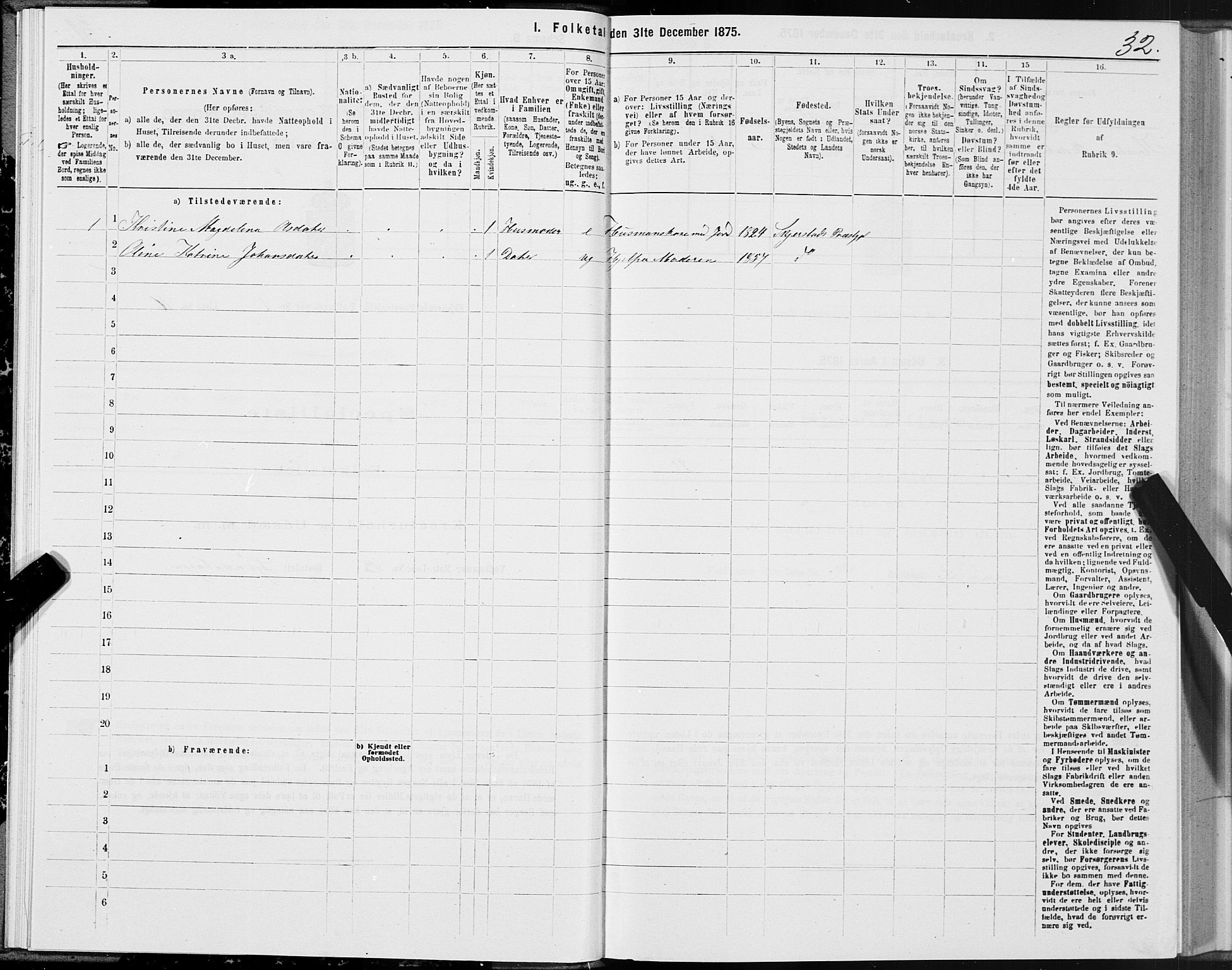 SAT, 1875 census for 1842P Skjerstad, 1875, p. 1032