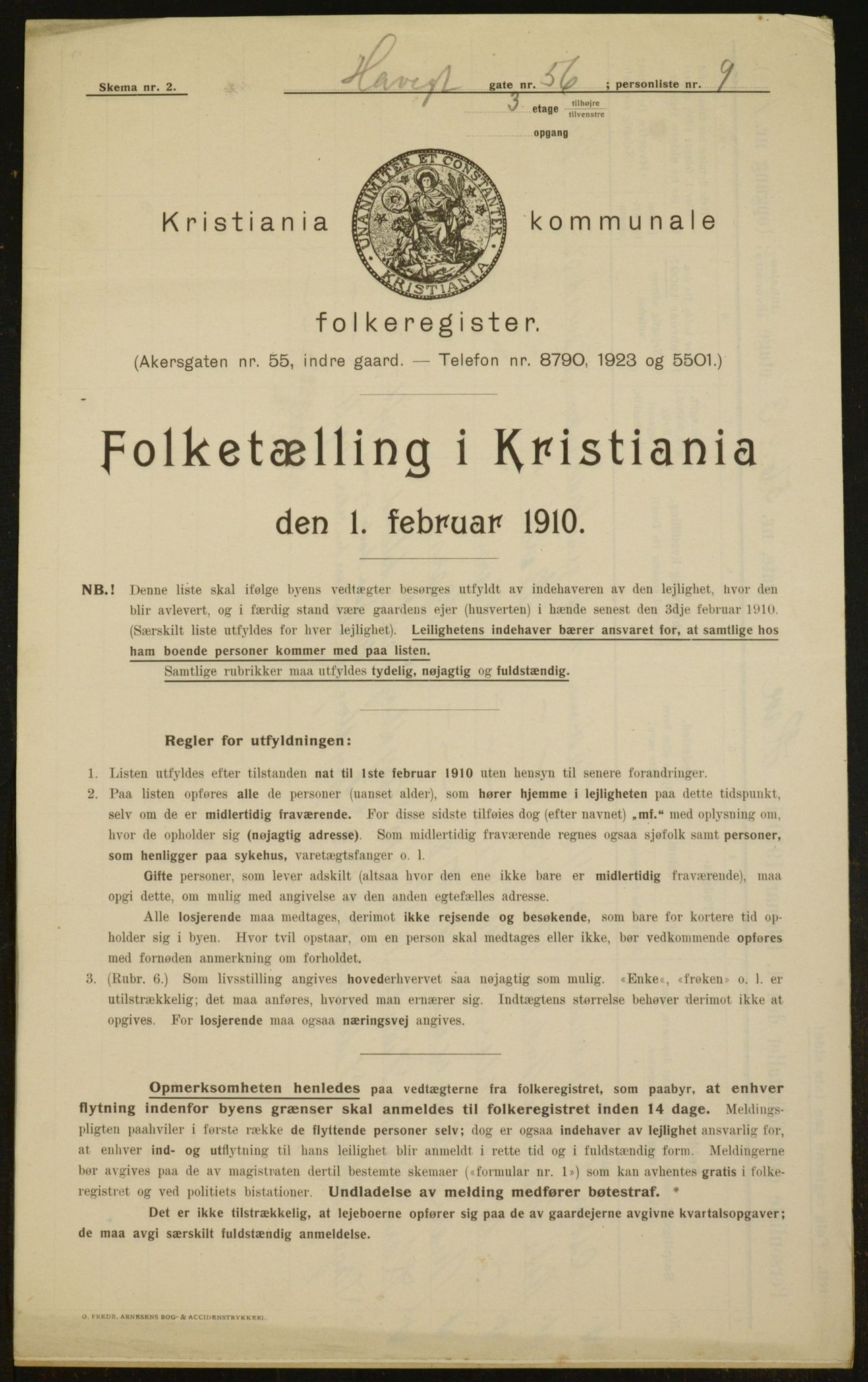 OBA, Municipal Census 1910 for Kristiania, 1910, p. 34369