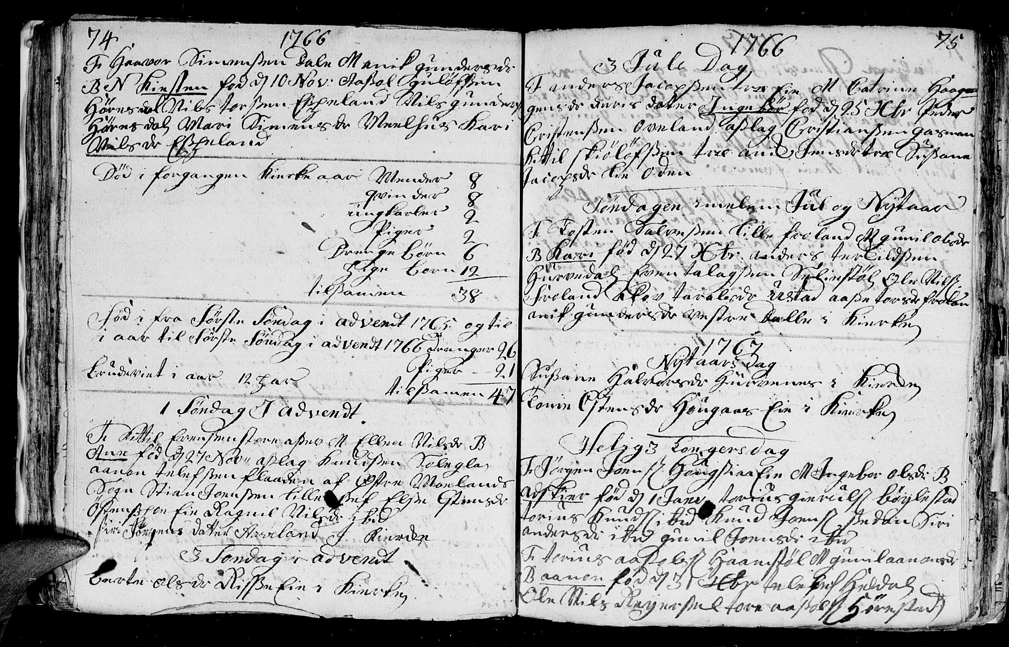 Froland sokneprestkontor, AV/SAK-1111-0013/F/Fb/L0003: Parish register (copy) no. B 3, 1759-1776, p. 74-75