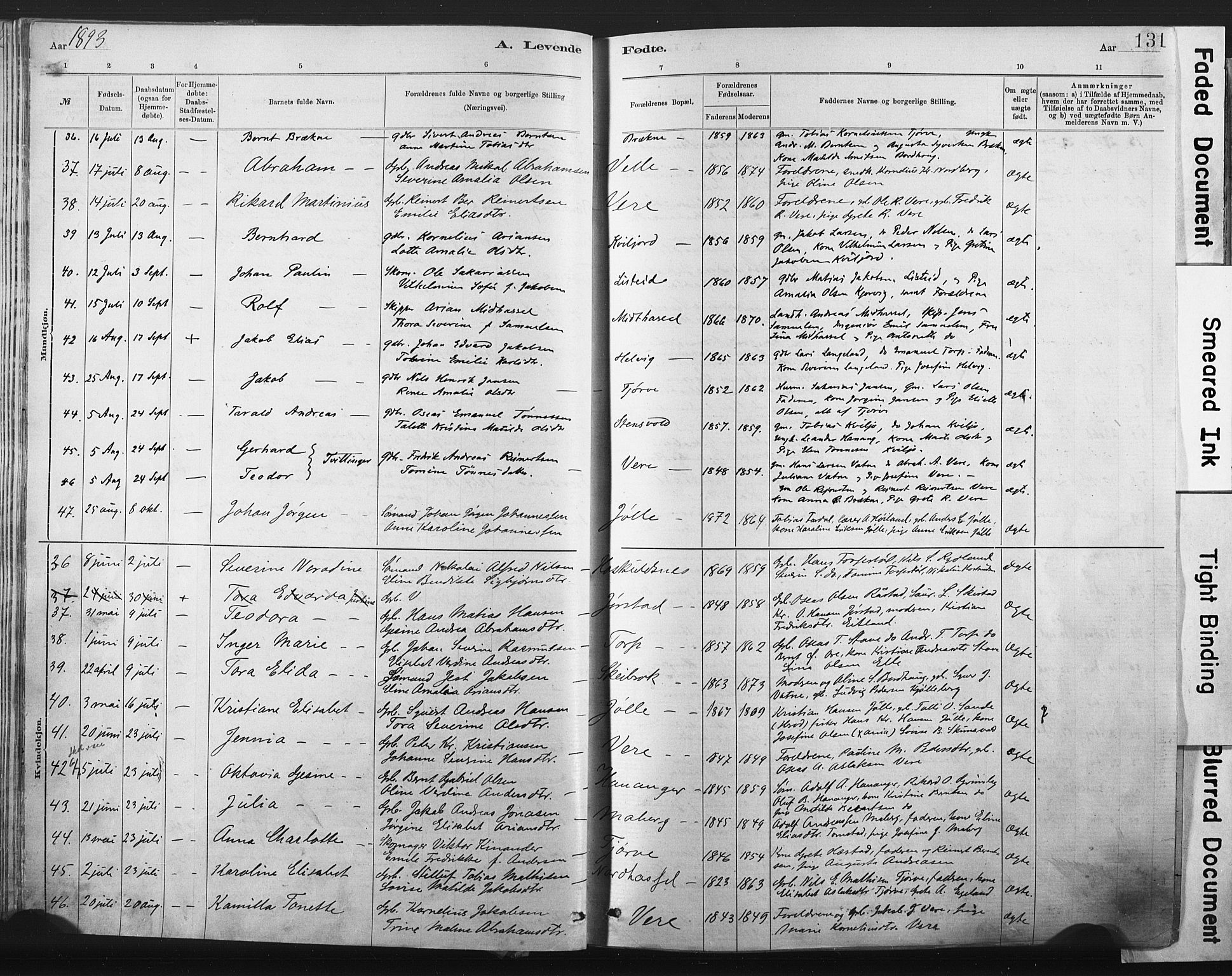 Lista sokneprestkontor, SAK/1111-0027/F/Fa/L0012: Parish register (official) no. A 12, 1879-1903, p. 131