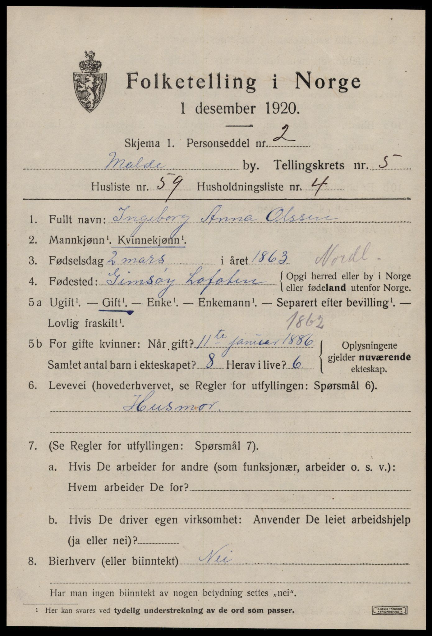 SAT, 1920 census for Molde, 1920, p. 7753