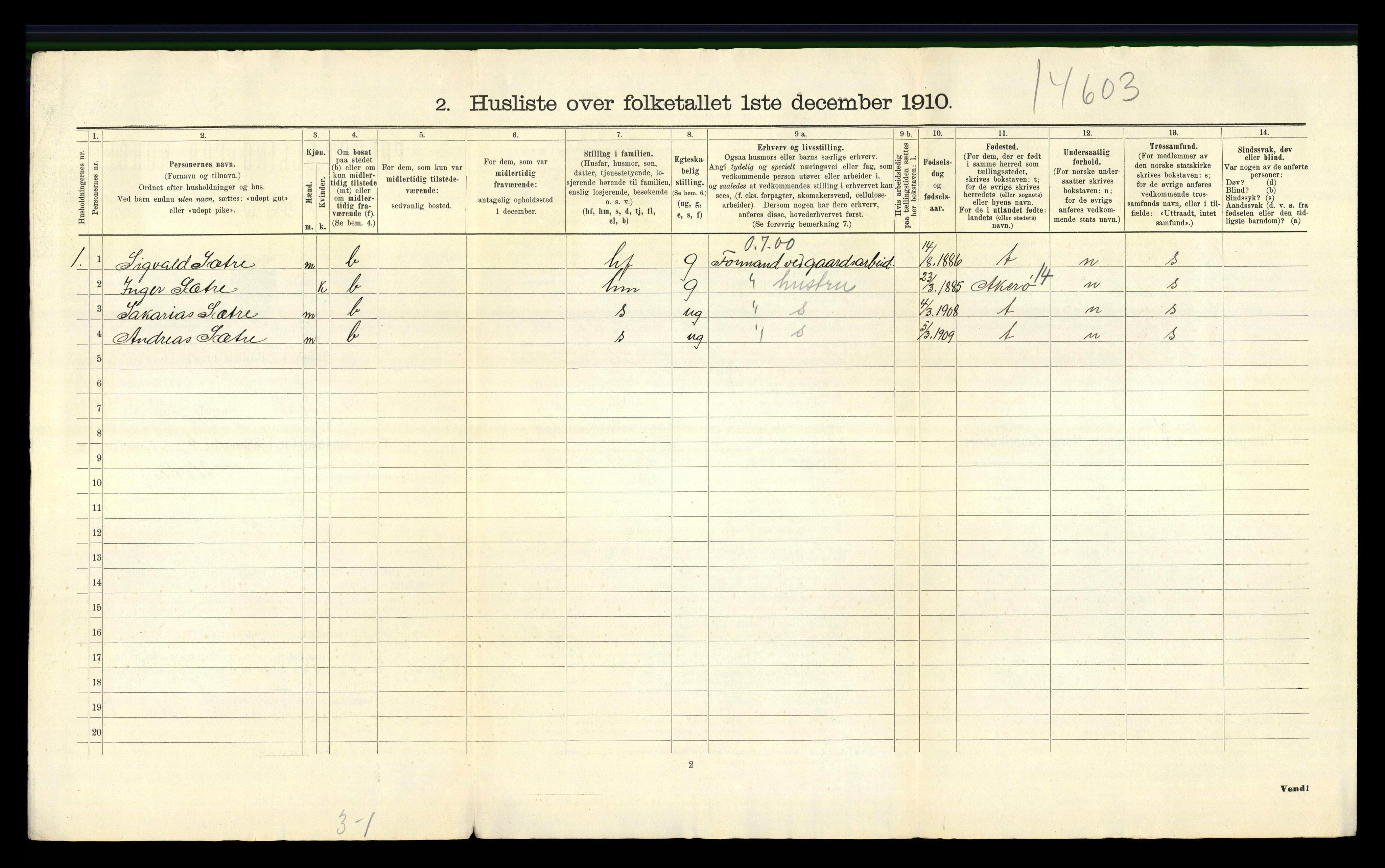 RA, 1910 census for Askøy, 1910, p. 1323