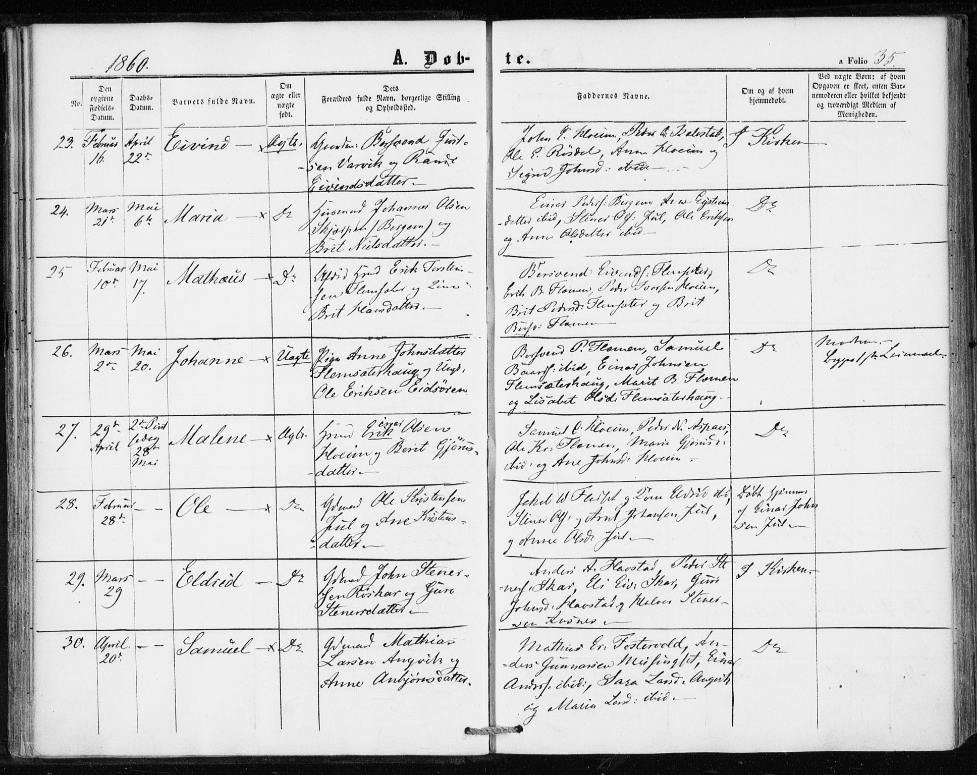 Ministerialprotokoller, klokkerbøker og fødselsregistre - Møre og Romsdal, AV/SAT-A-1454/586/L0985: Parish register (official) no. 586A11, 1857-1866, p. 35