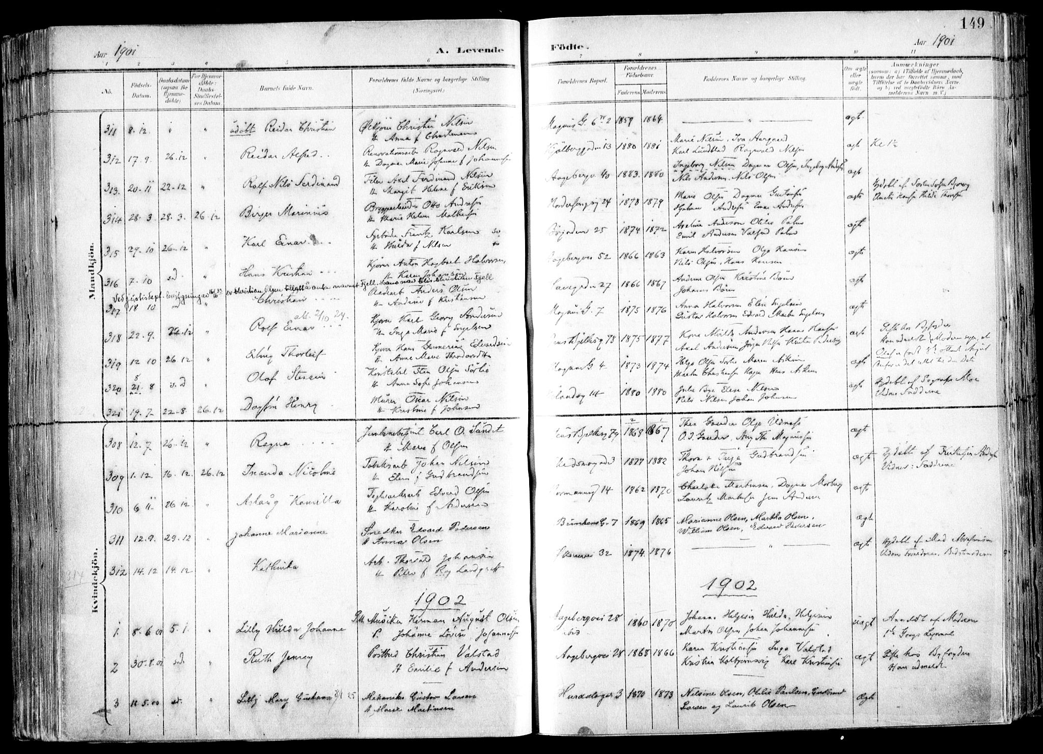 Kampen prestekontor Kirkebøker, SAO/A-10853/F/Fa/L0007: Parish register (official) no. I 7, 1897-1905, p. 149