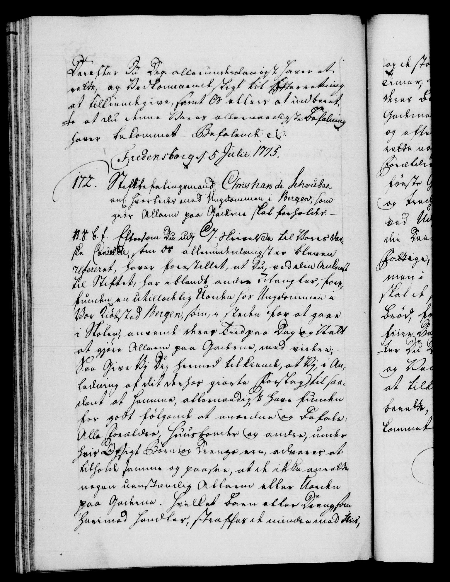 Danske Kanselli 1572-1799, AV/RA-EA-3023/F/Fc/Fca/Fcab/L0041: Norske tegnelser, 1773-1776, p. 585b