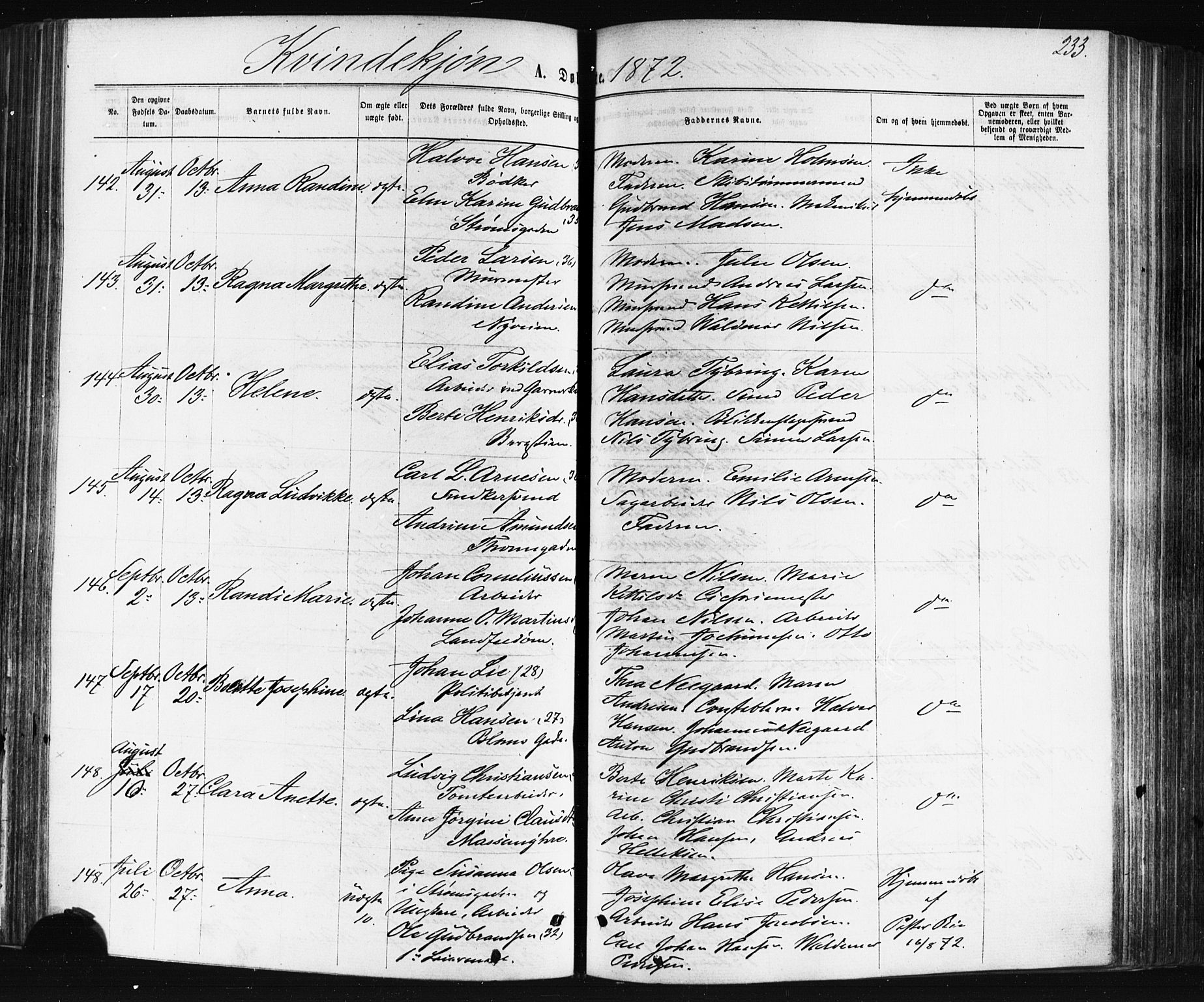 Bragernes kirkebøker, AV/SAKO-A-6/F/Fb/L0004: Parish register (official) no. II 4, 1869-1875, p. 233