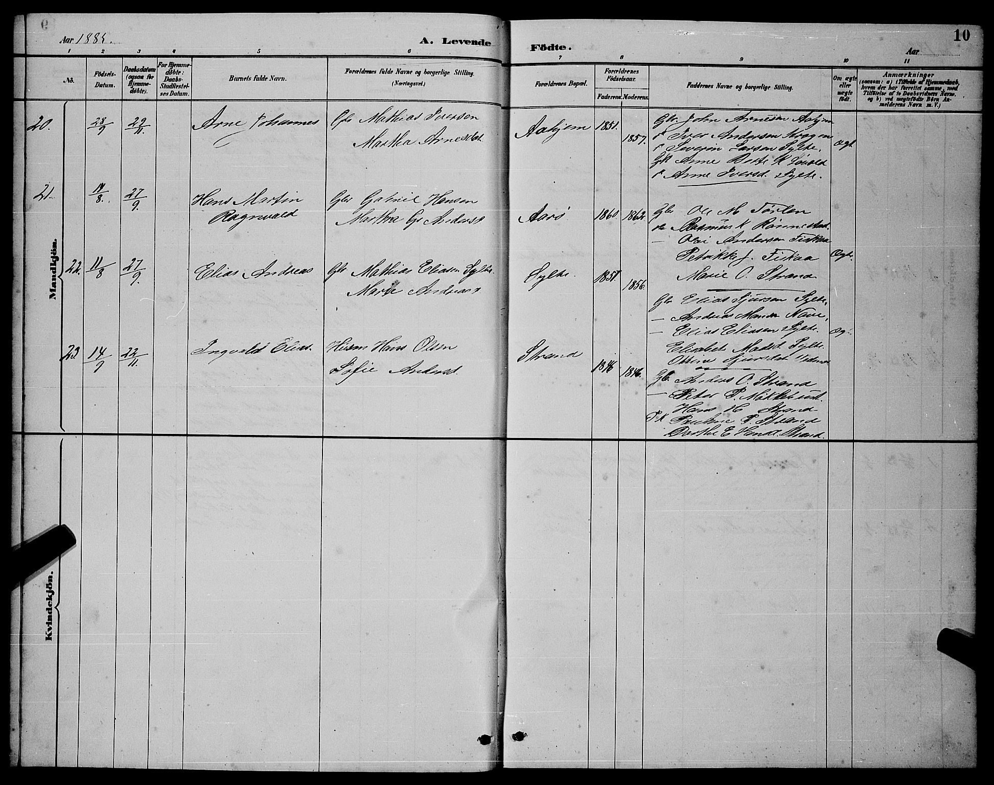 Ministerialprotokoller, klokkerbøker og fødselsregistre - Møre og Romsdal, AV/SAT-A-1454/501/L0017: Parish register (copy) no. 501C03, 1885-1901, p. 10